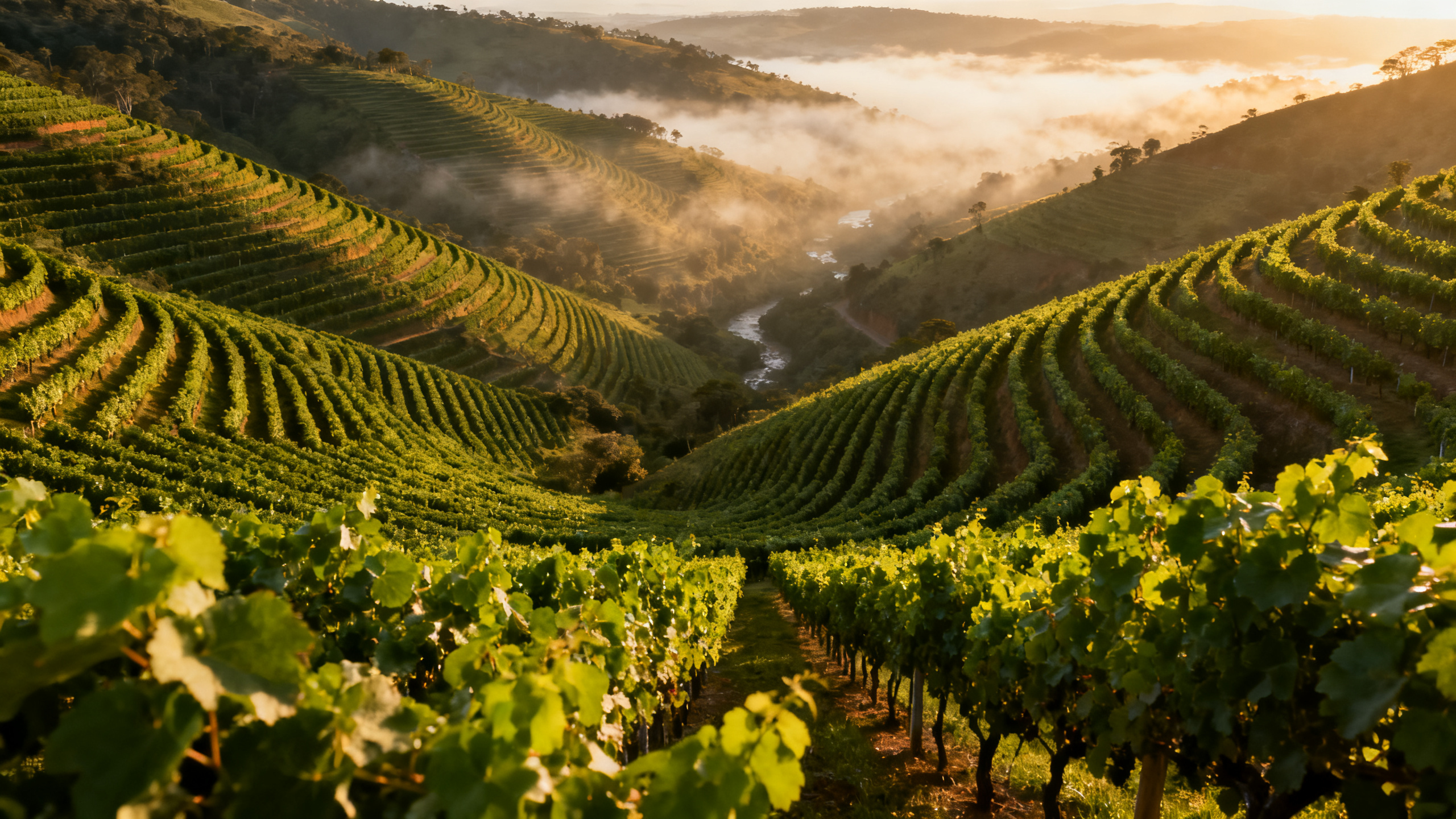 Vignes en terrasse dans la Serra Gaúcha, région viticole phare du Brésil