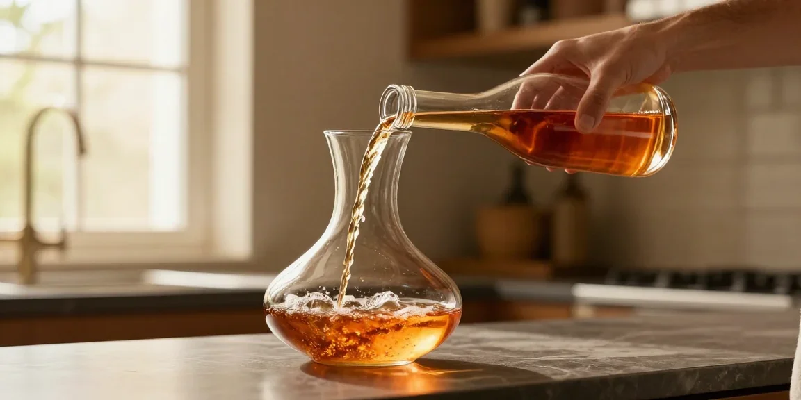vin orange carafage dans carafe en verre
