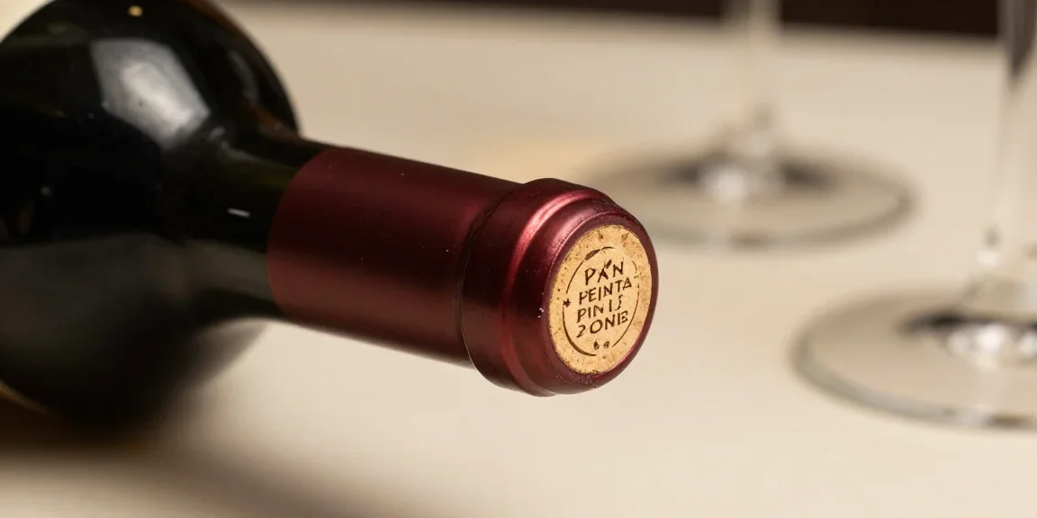 Decoupe nette de capsule sur bouteille de vin rouge
