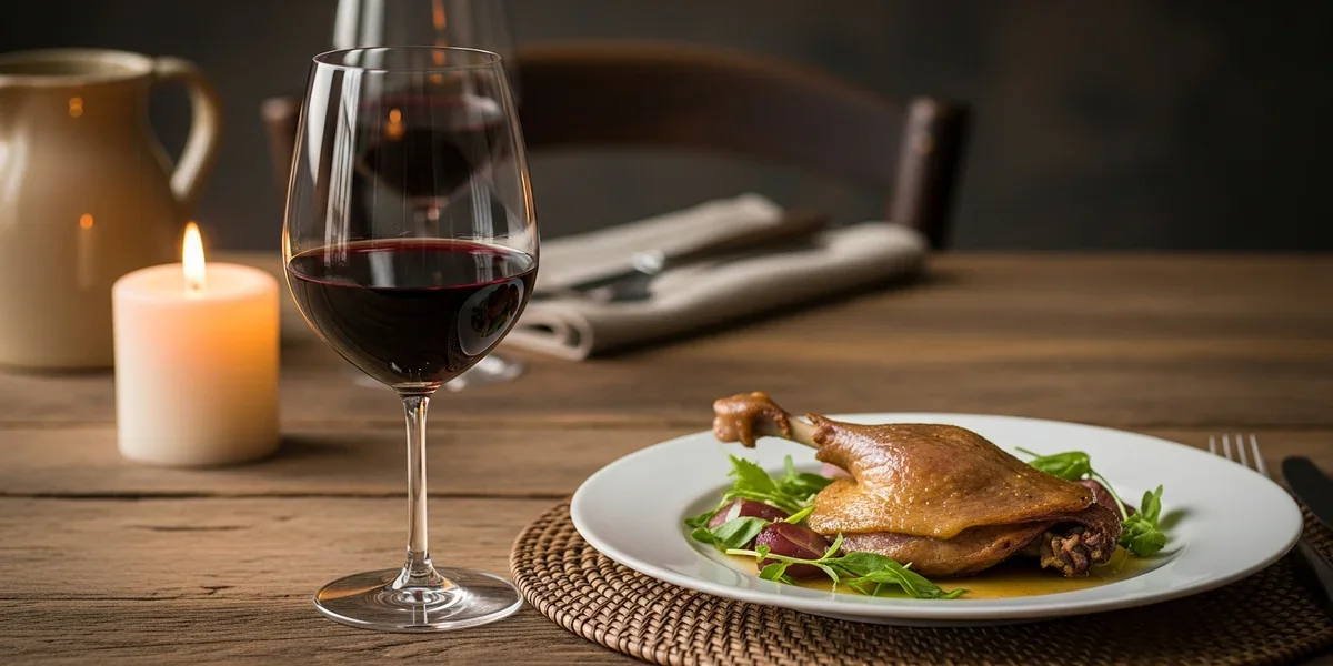 Verre de merlot avec plat de viande et fromage