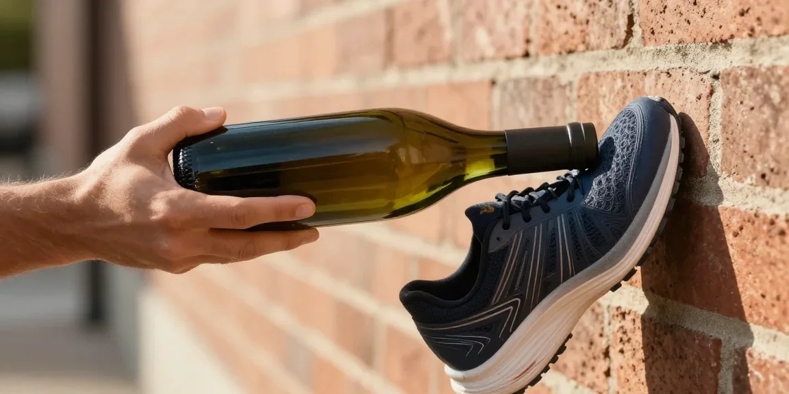 technique ouvrir bouteille vin avec chaussure contre un mur