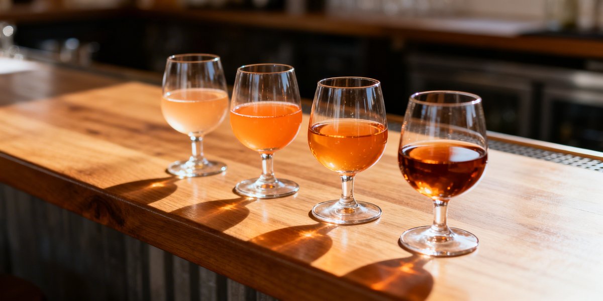 selection de vins orange lors d'une degustation