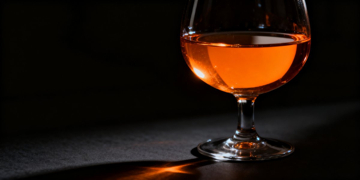 vin orange couleur ambree dans un verre de degustation
