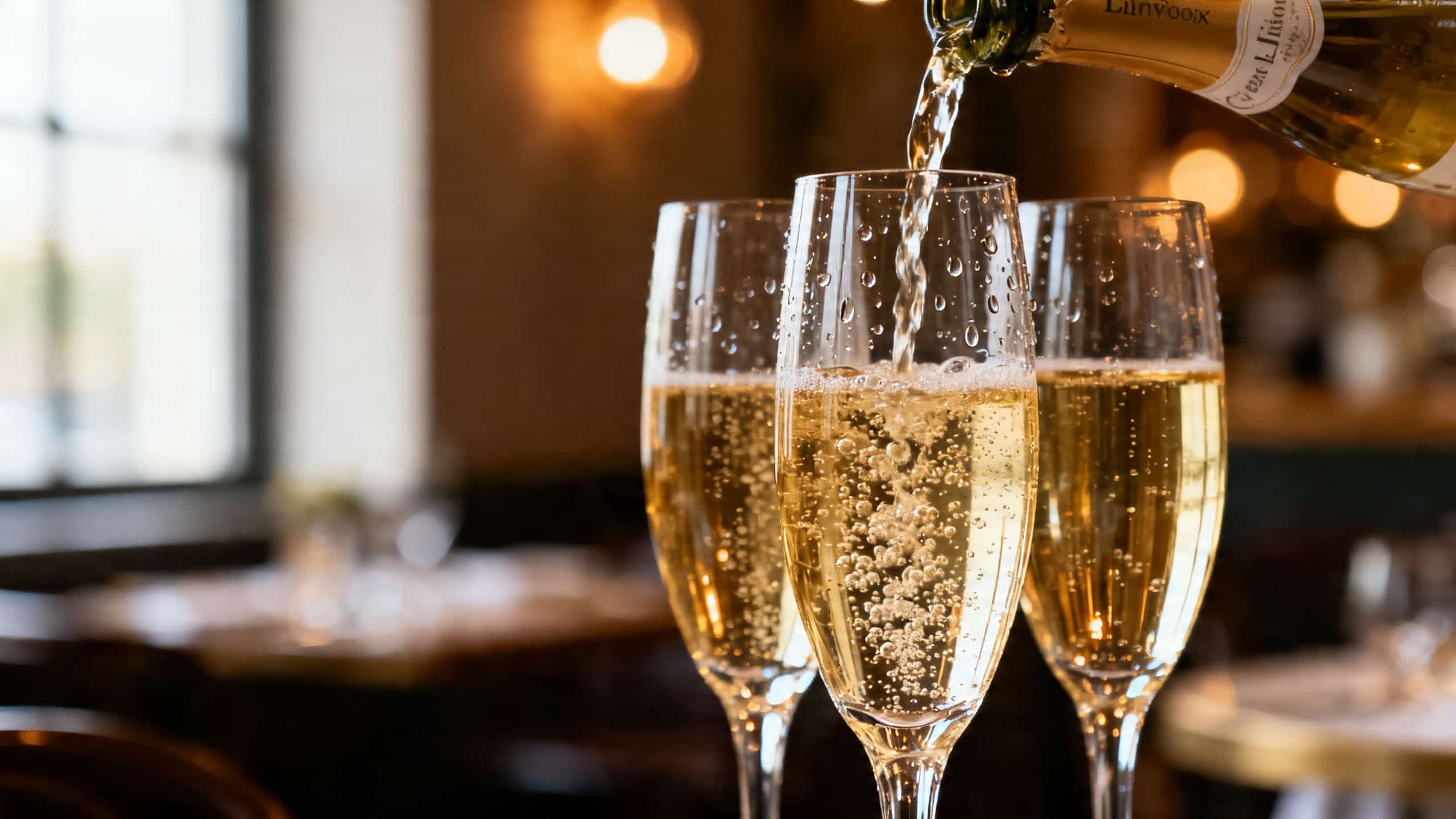 Service de crémant en flûte avec bulles fines pour un apéritif élégant