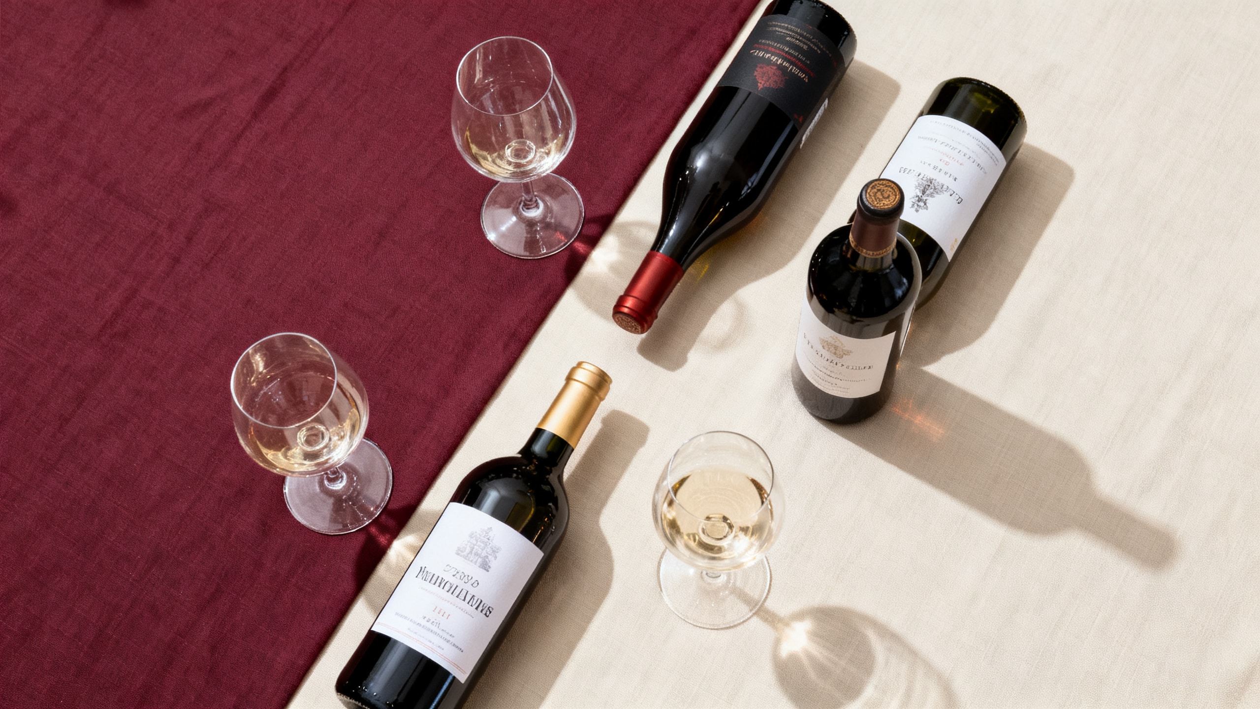 Comparatif de différents types d'abonnement box vin sur une table en lin