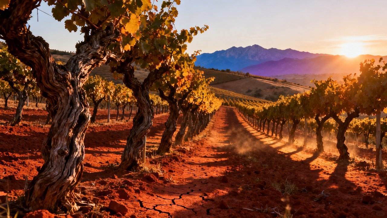 Vignoble de tempranillo en Rioja avec collines espagnoles