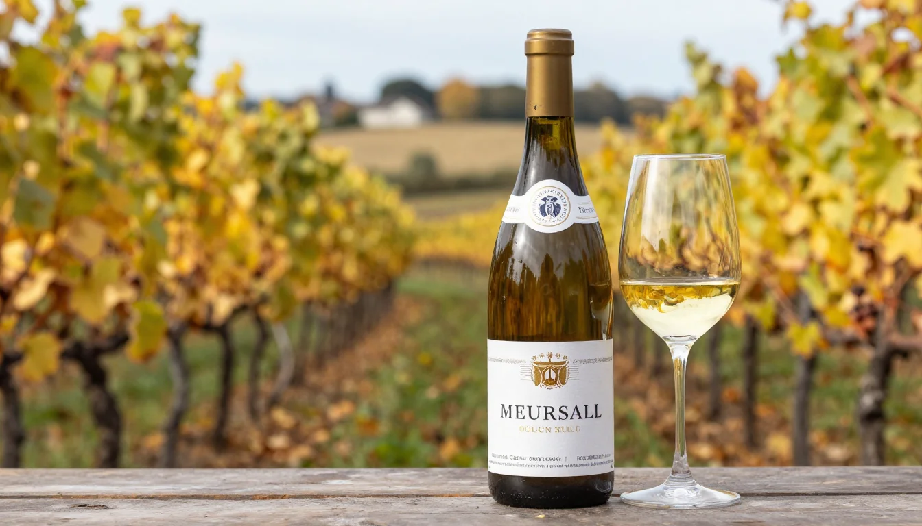 Verre de Meursault blanc avec reflets dorés et noisette