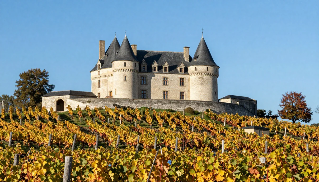 Vignoble de Chinon en Touraine avec vue sur les coteaux de tuffeau