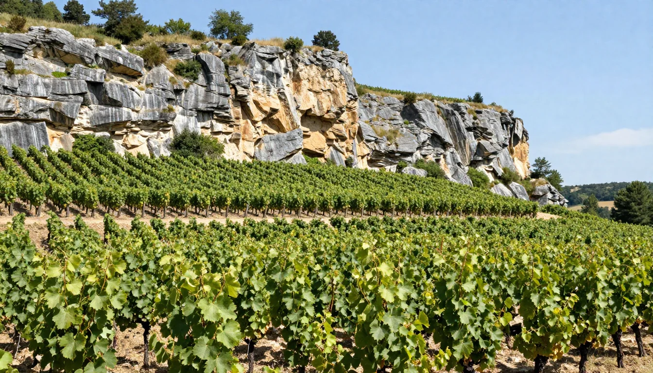 Vignoble de Gevrey-Chambertin en Côte de Nuits avec coteaux calcaires