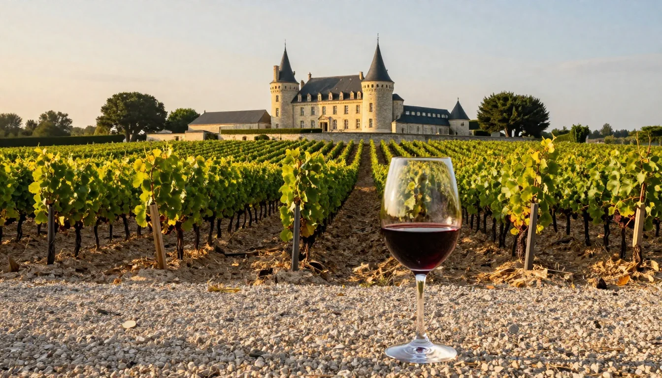 Dégustation d'un grand cru de Pauillac dans un verre a bordeaux