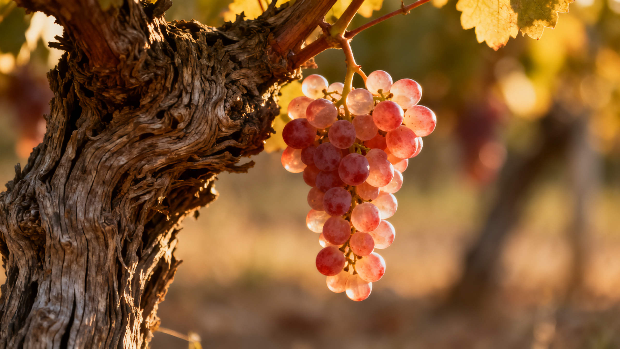 Vieilles vignes de Carignan en gobelet dans l'Hérault, vignoble du Languedoc