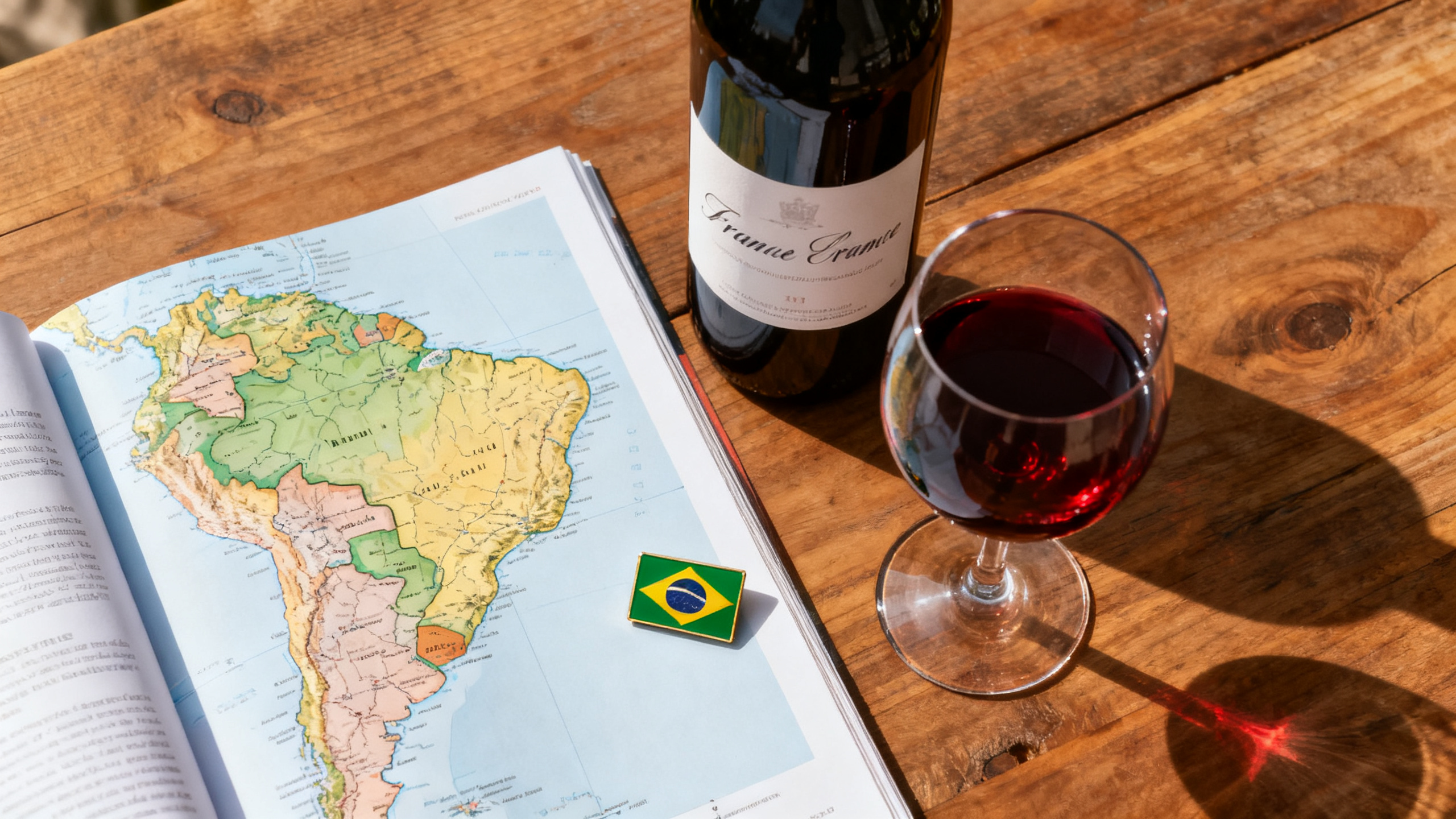 Bouteille de vin français et carte Brésil Argentine accord Mercosur 2026