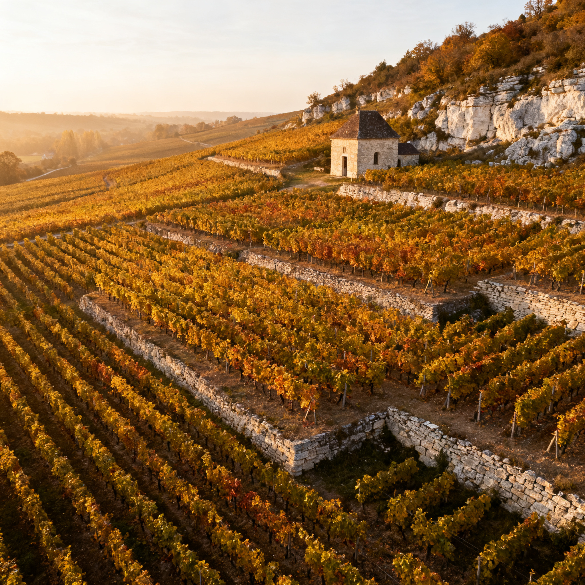 Vignobles Cote de Beaune Bourgogne paysage automnal