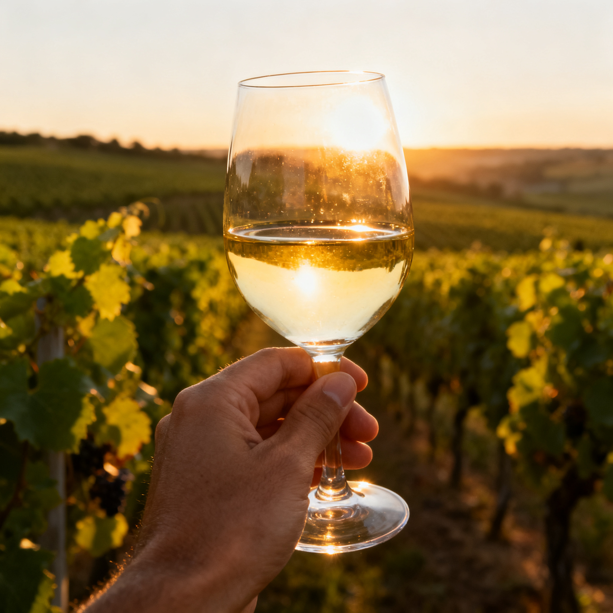 Verre de Chardonnay dans un vignoble