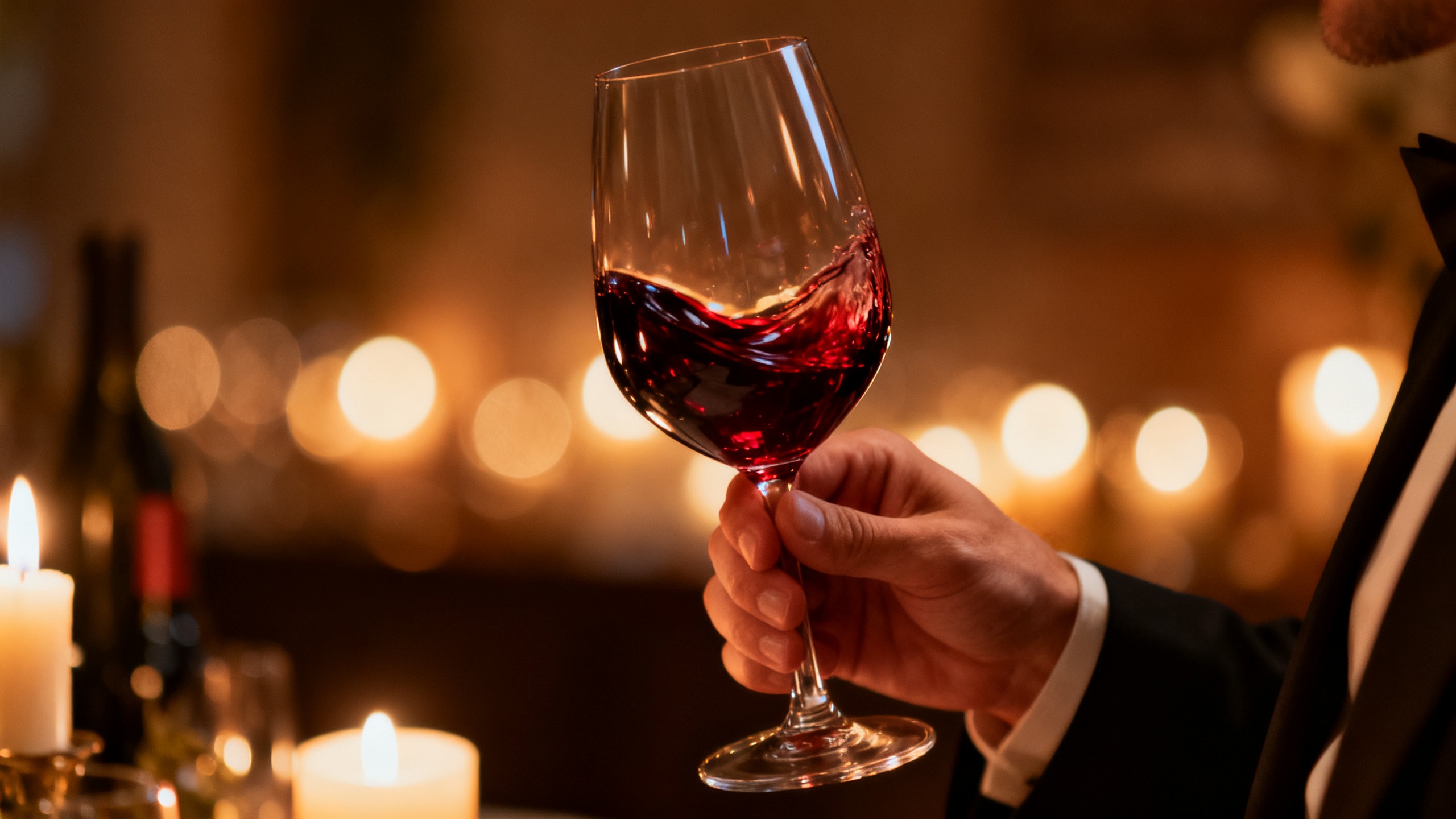 mains tenant verre de vin rouge premium, dégustation sommelière vin 2025