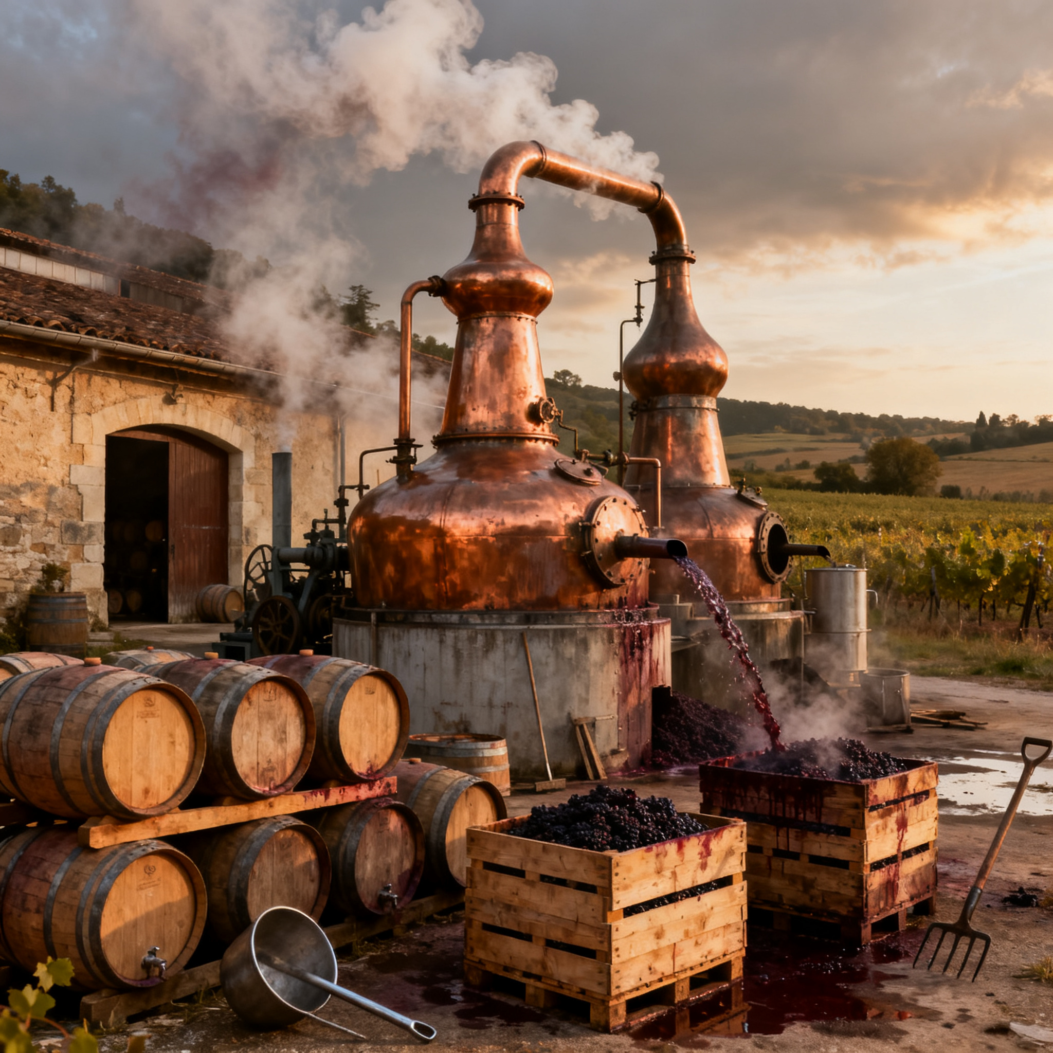 Cuves de distillation de crise du vin français en 2026