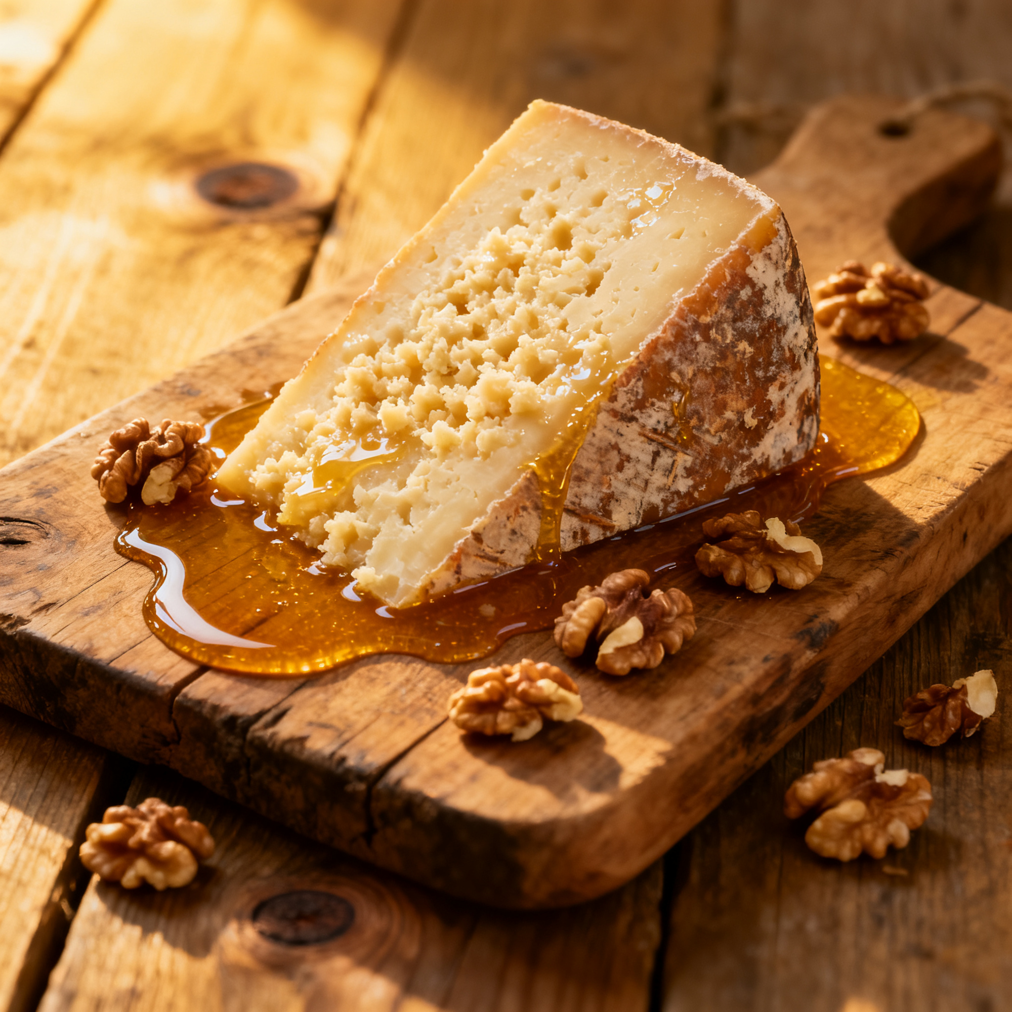 Fromage pecorino affiné avec miel et noix, accord régional avec le Montepulciano d'Abruzzo