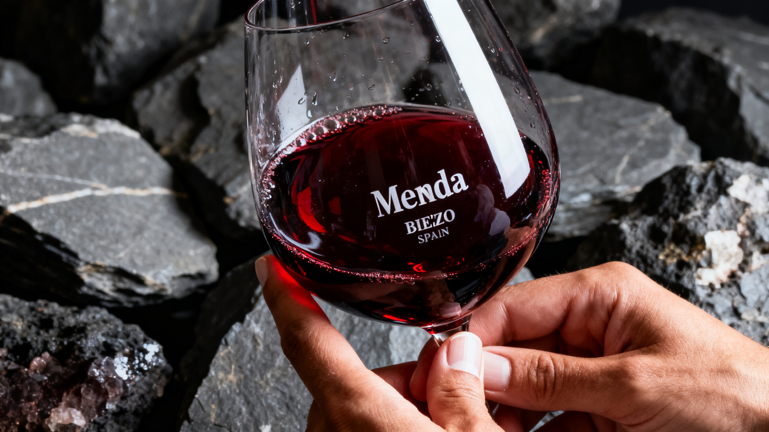 Verre de Mencía de Bierzo, reflets rubis profond avec minéralité ardoise