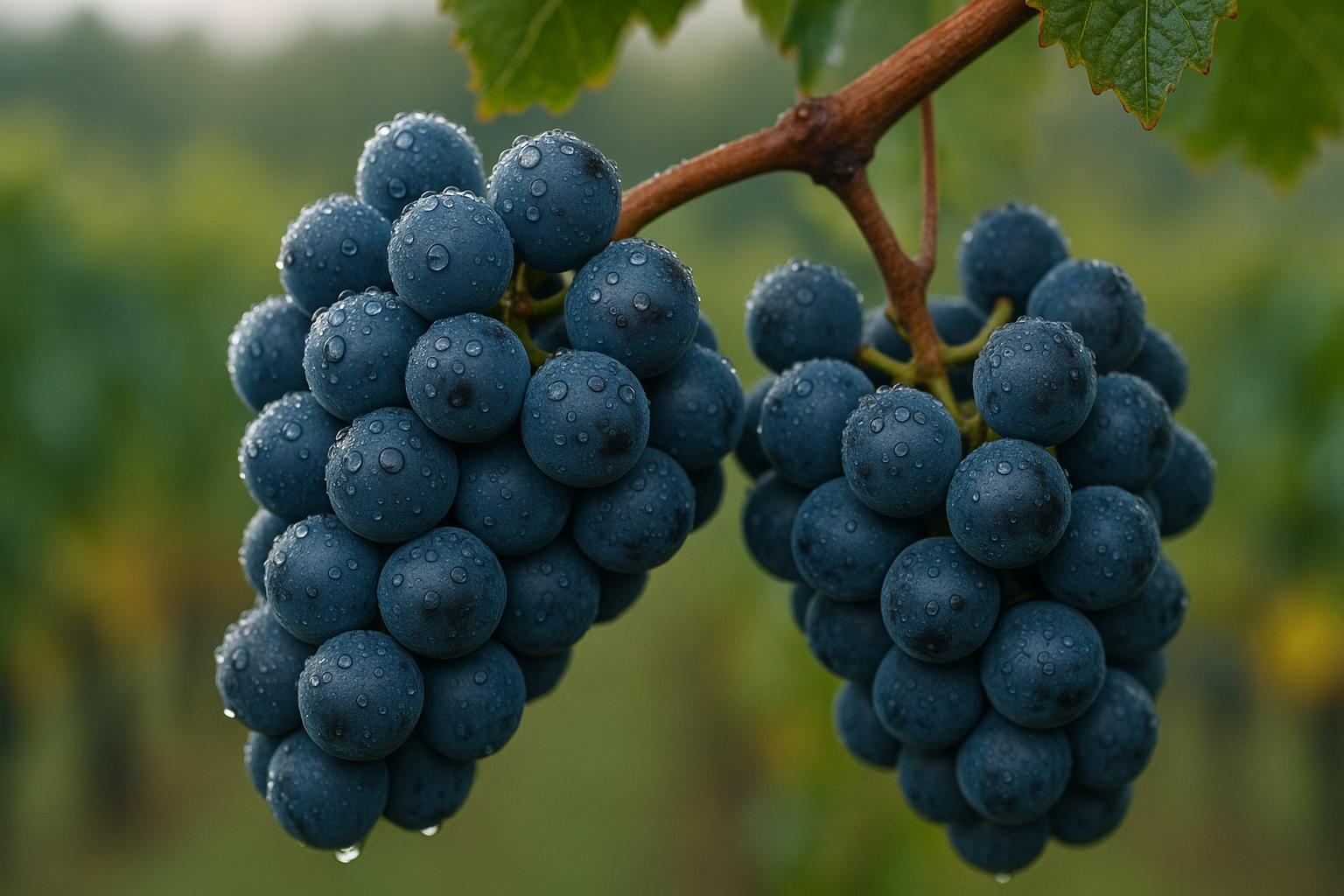 Grappes de Cabernet Sauvignon mûres sur vigne du Médoc à Pauillac
