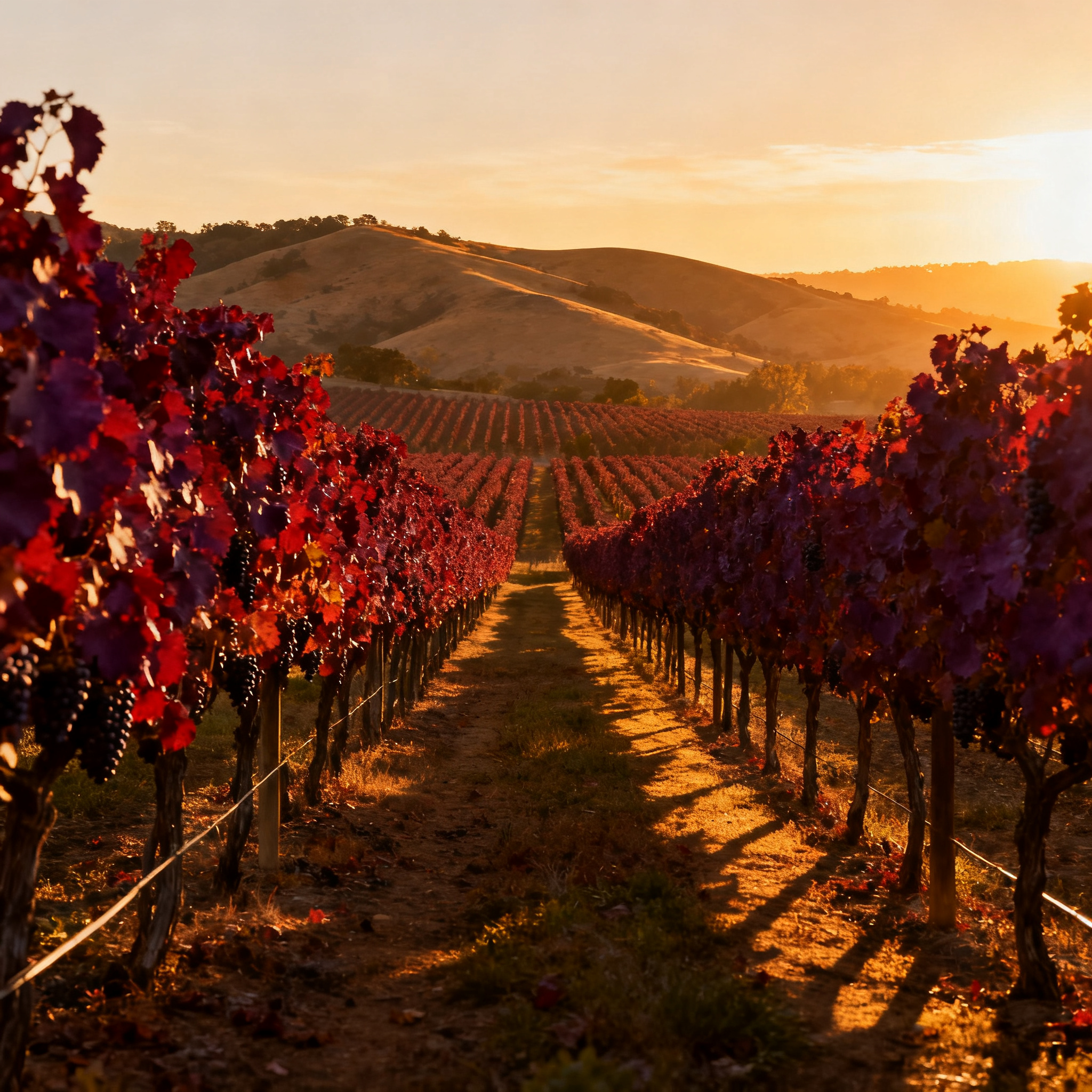 Vignes de Napa Valley au coucher du soleil — millésime 2023 exceptionnel