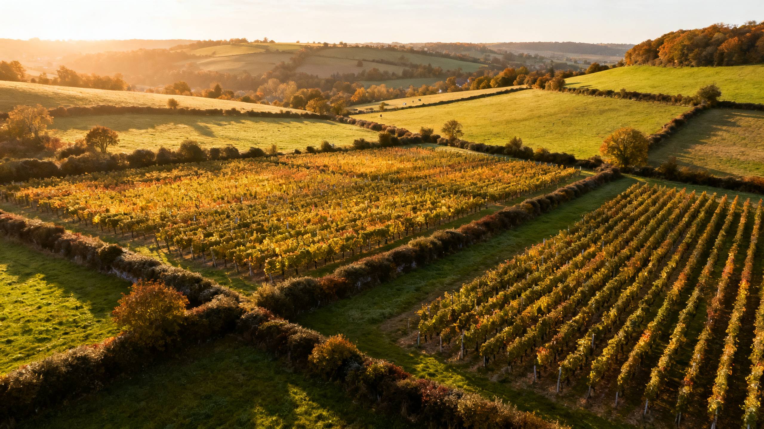 Vigne dans le bocage normand à Saint-Pierre-du-Vauvray, Eure