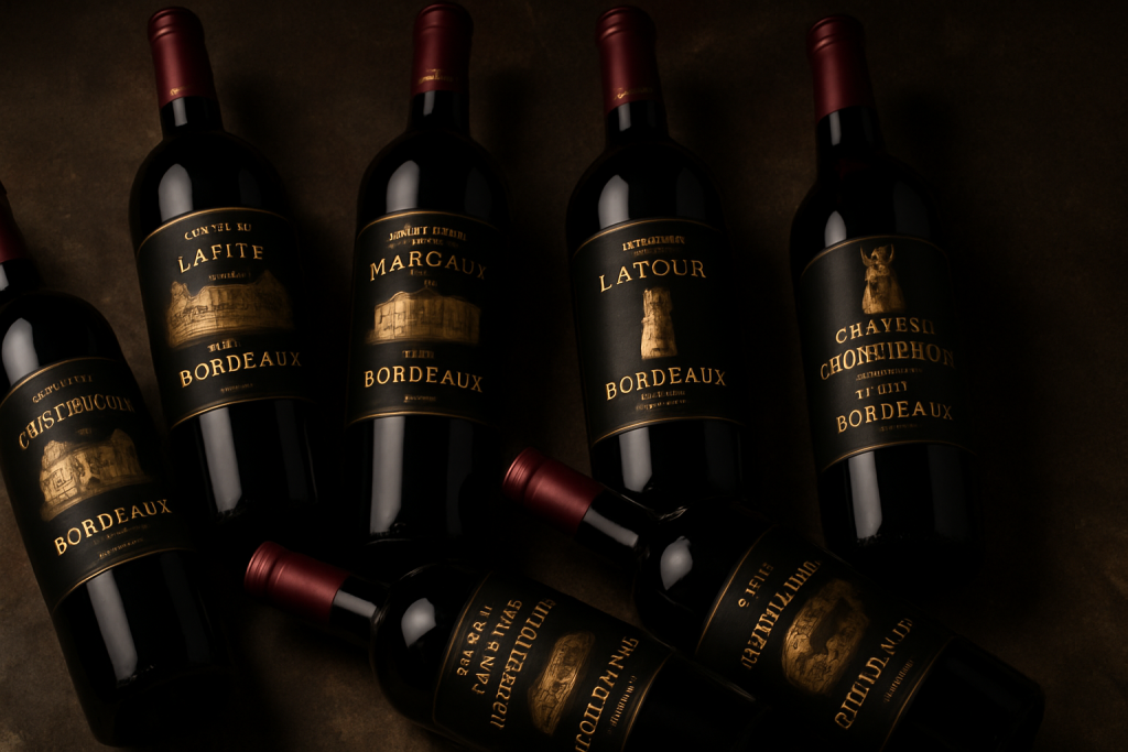 Collection de bouteilles grands crus de Bordeaux primeurs 2025