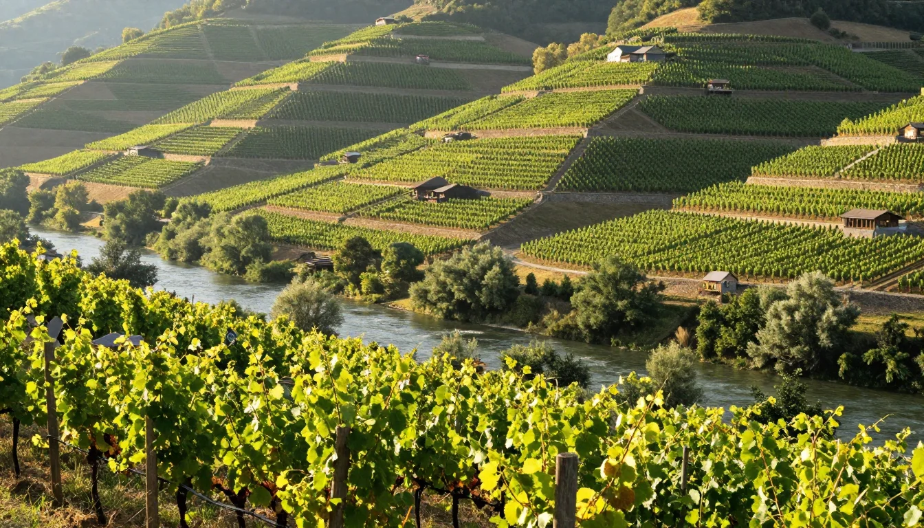 Coteaux du Bugey dans la vallée de l'Ain, vignes alpines