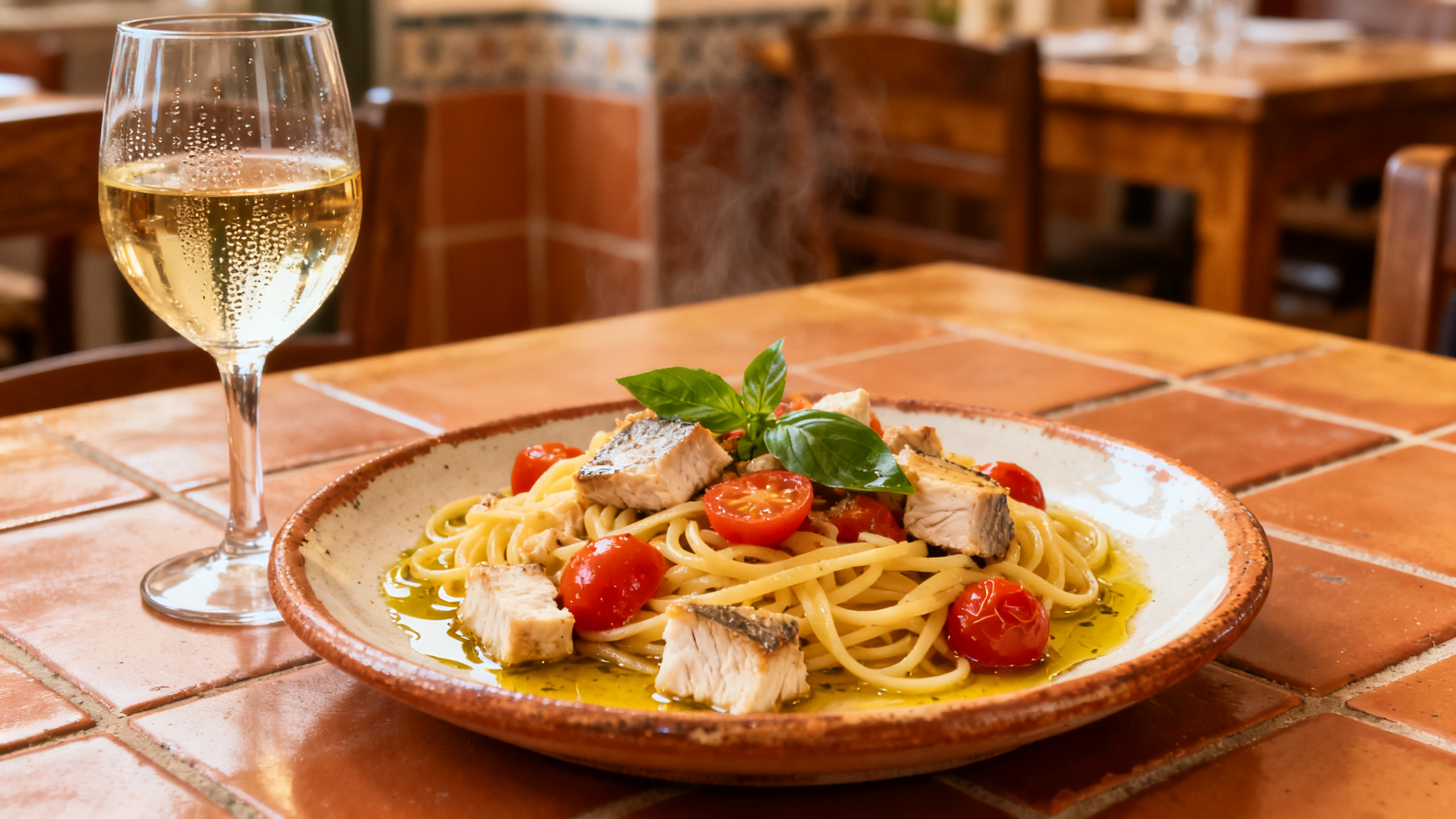 Pasta al pesce spada, accord gastronomique classique avec les vins blancs de Sicile