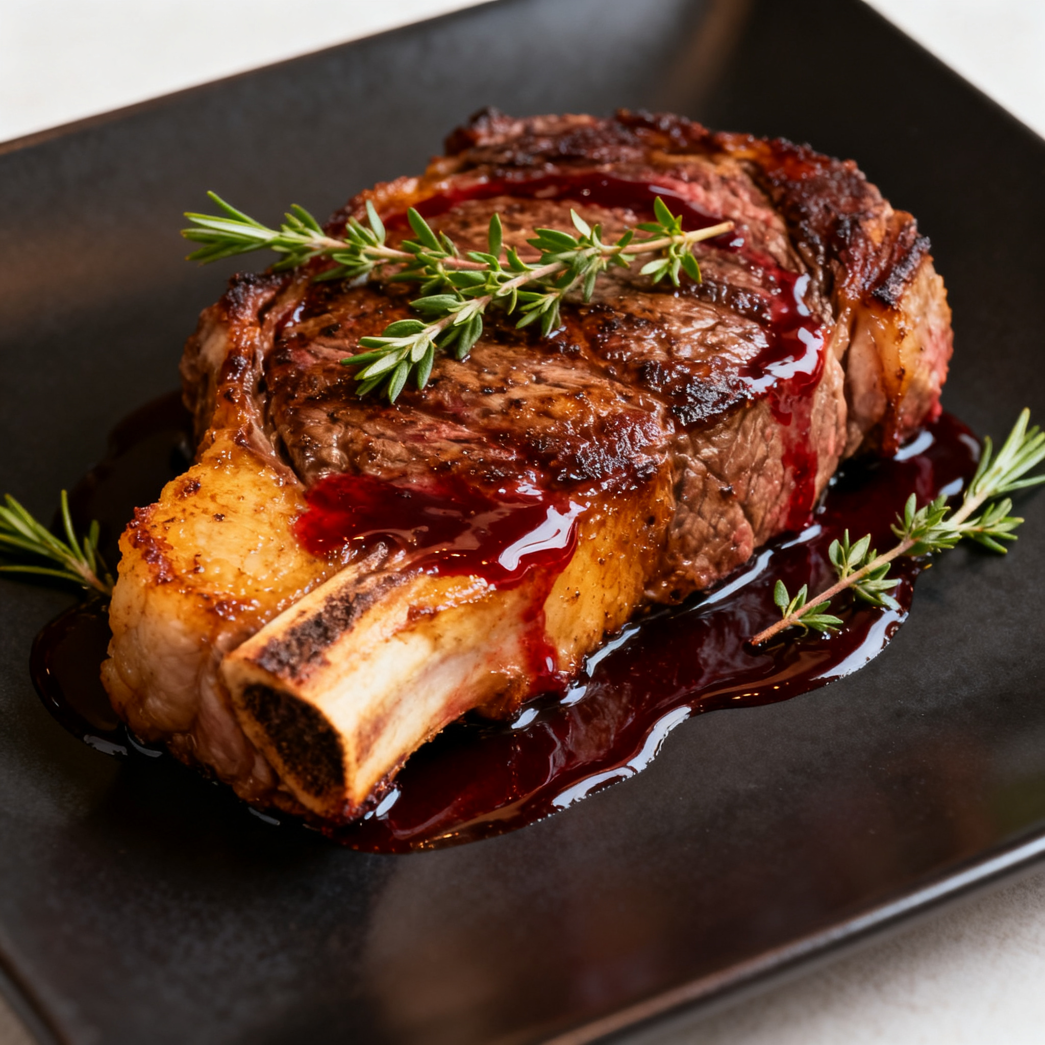 Entrecôte sauce vin rouge avec Pinotage