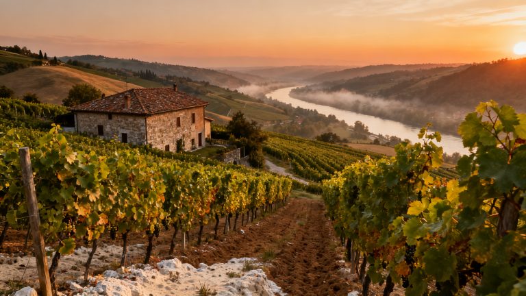 Vignobles d'Arneis dans le Roero (Piémont) — sols sableux sur la rive gauche du Tanaro