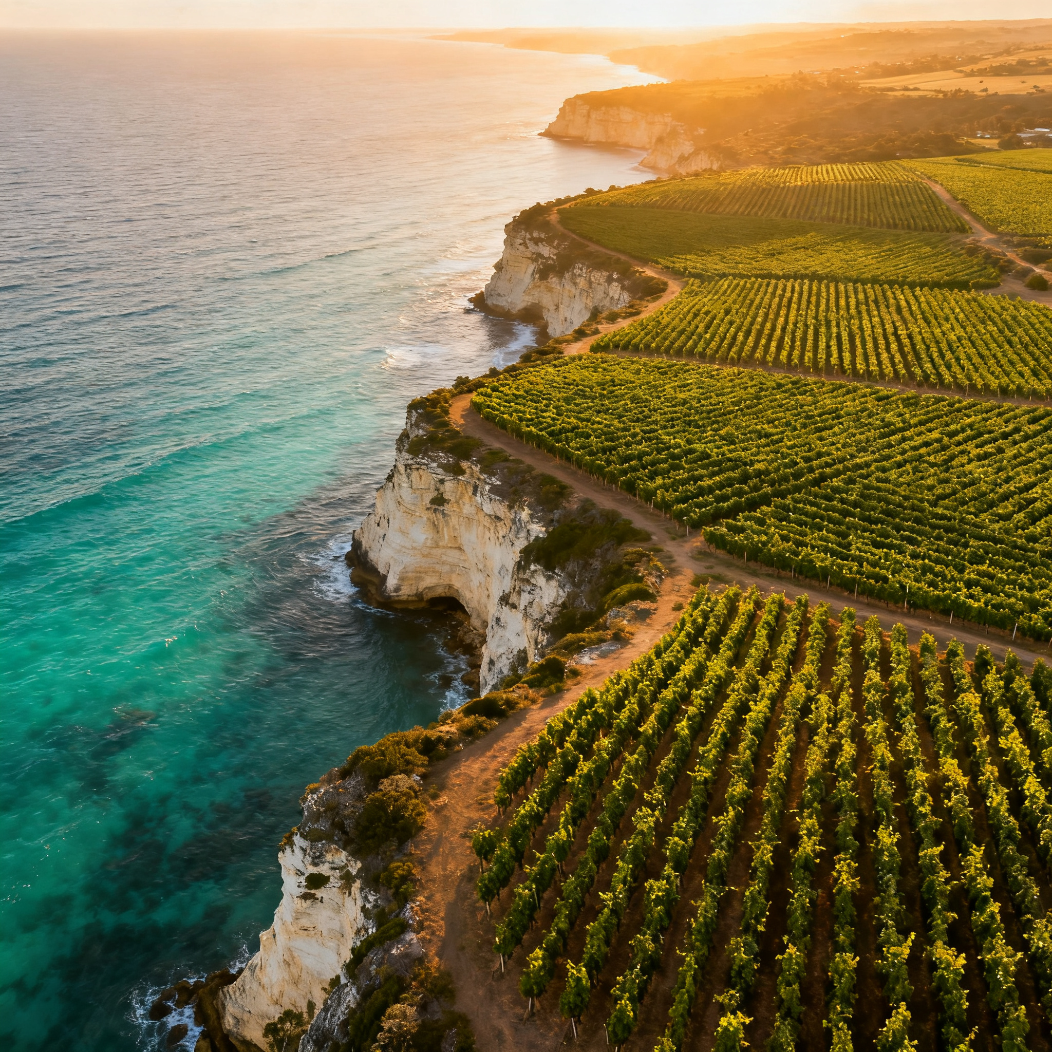 Vignobles de Margaret River face à l'océan Indien, Australie-Occidentale