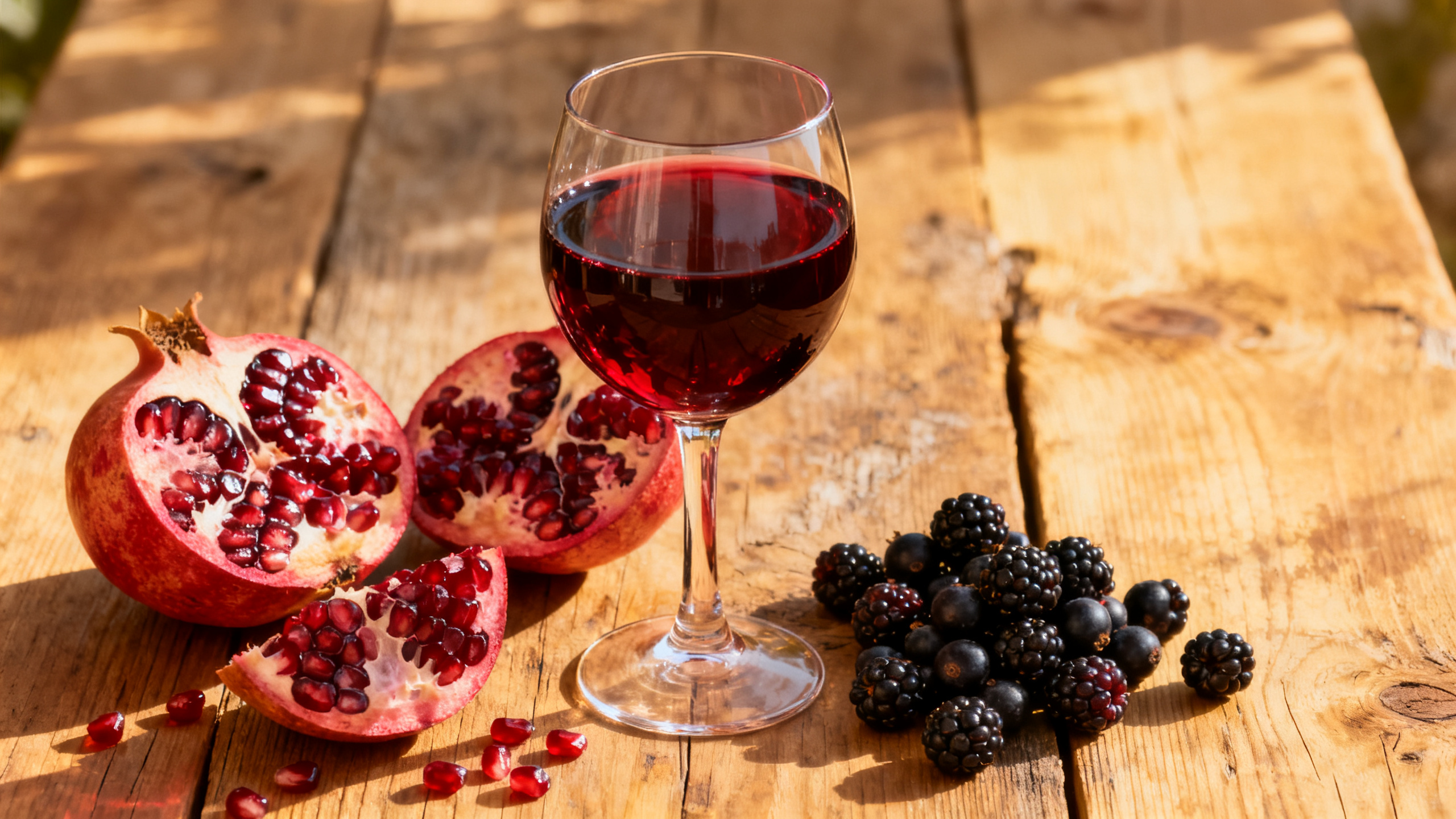 Verre de vin Bobal rouge profond avec grenade et fruits noirs — Espagne