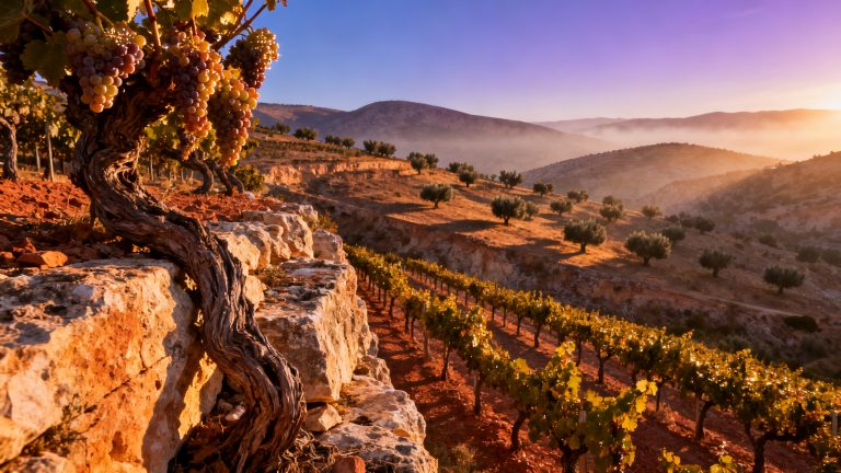 Vieilles vignes de Bobal en gobelet sur les hauteurs de Utiel-Requena, Espagne