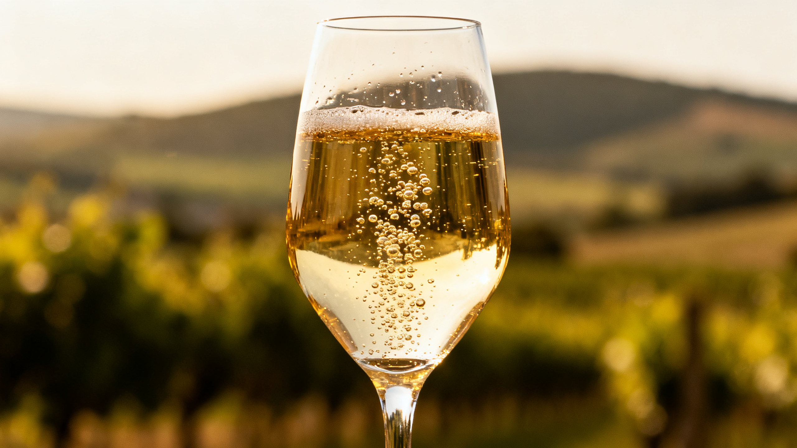 Verre de vin effervescent anglais - vignobles Kent Sussex