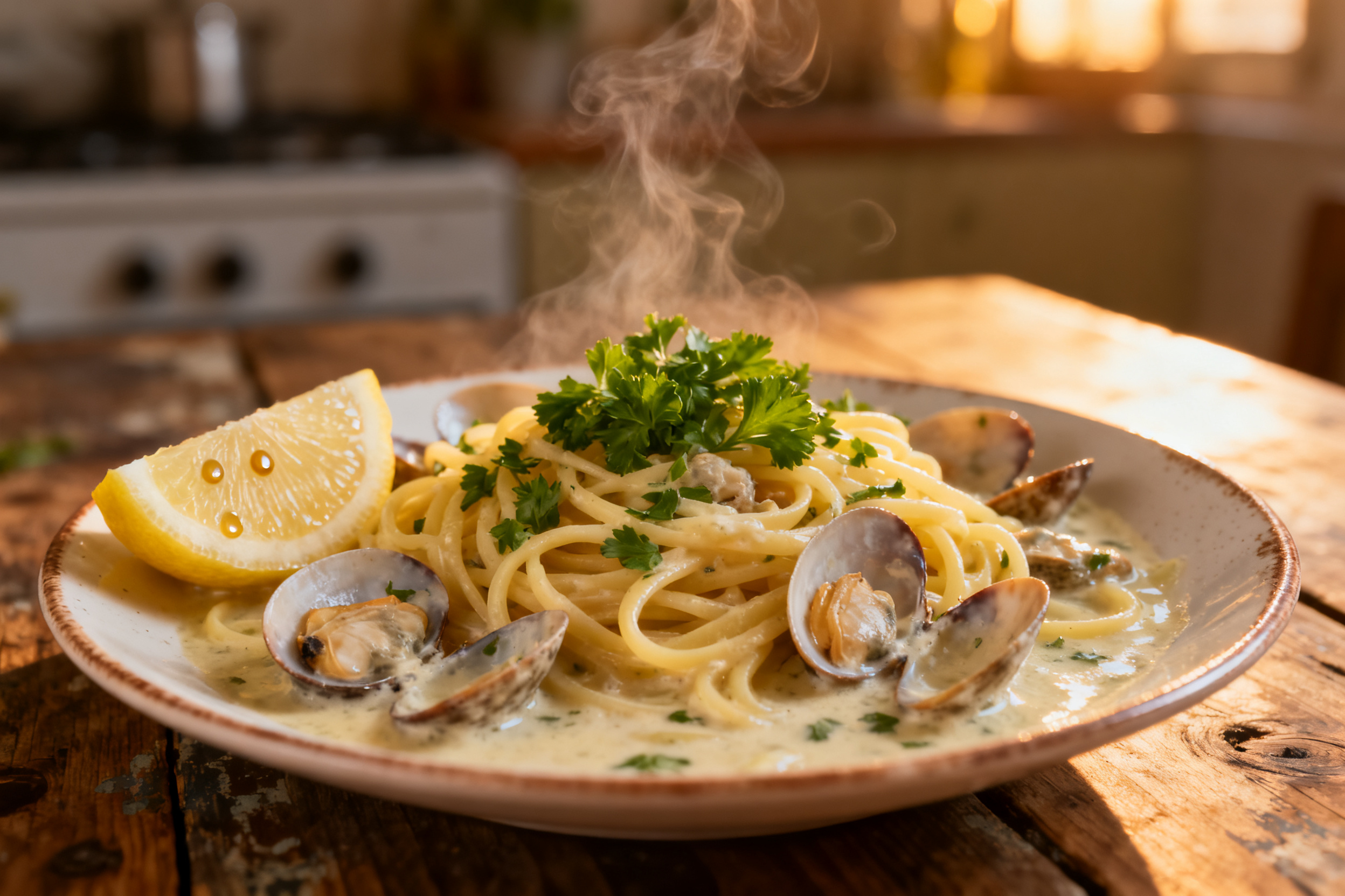 Linguine alle vongole accord Fiano di Avellino