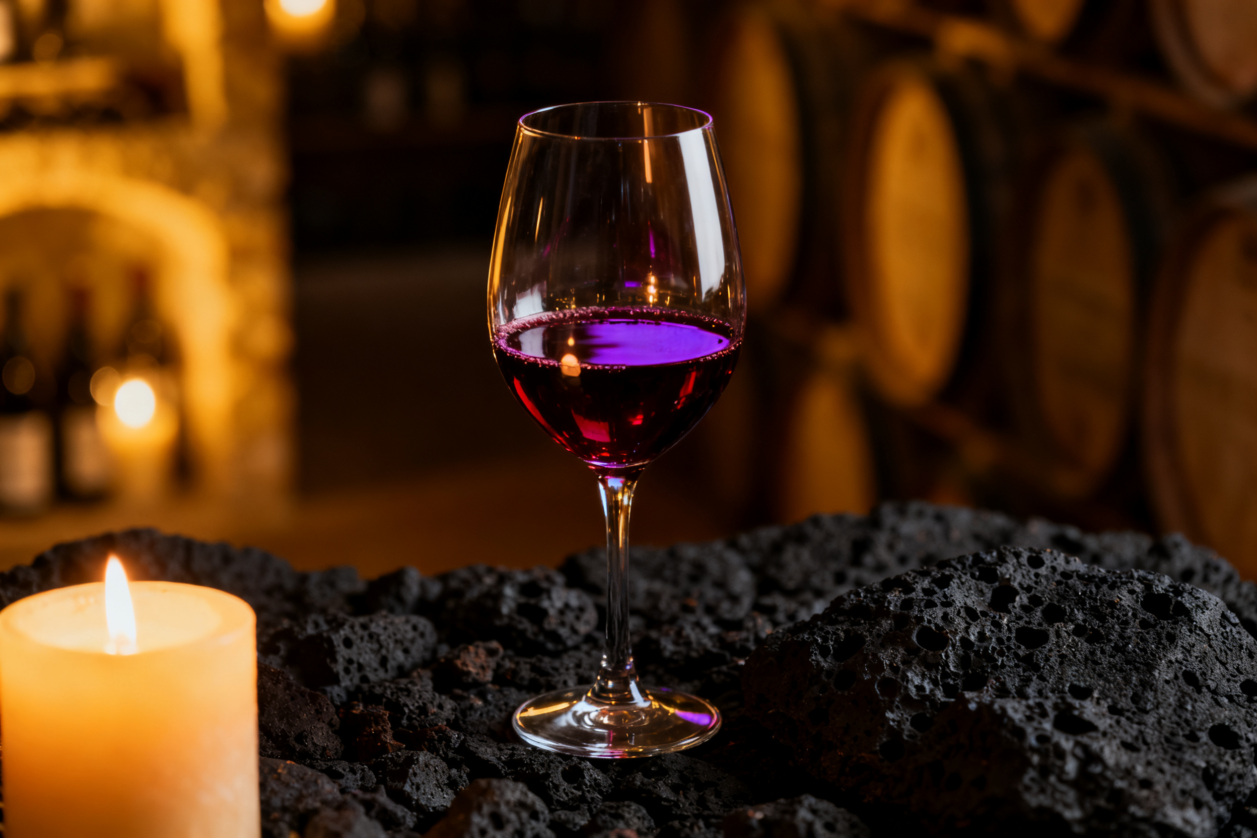 Verre de Taurasi DOCG rouge intense, Campanie Italie