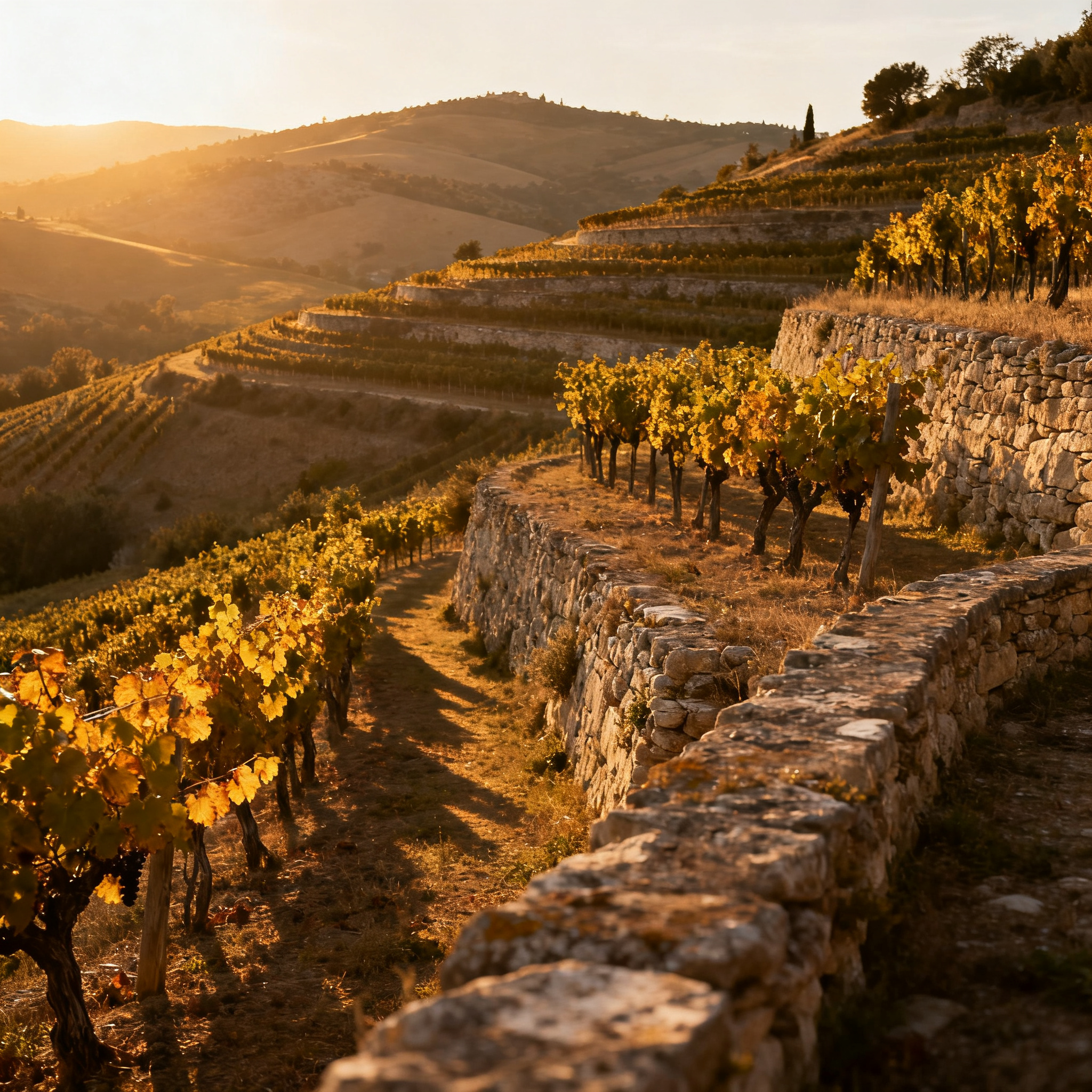 Vignoble en terrasses à Montefalco Ombrie, région du Sagrantino