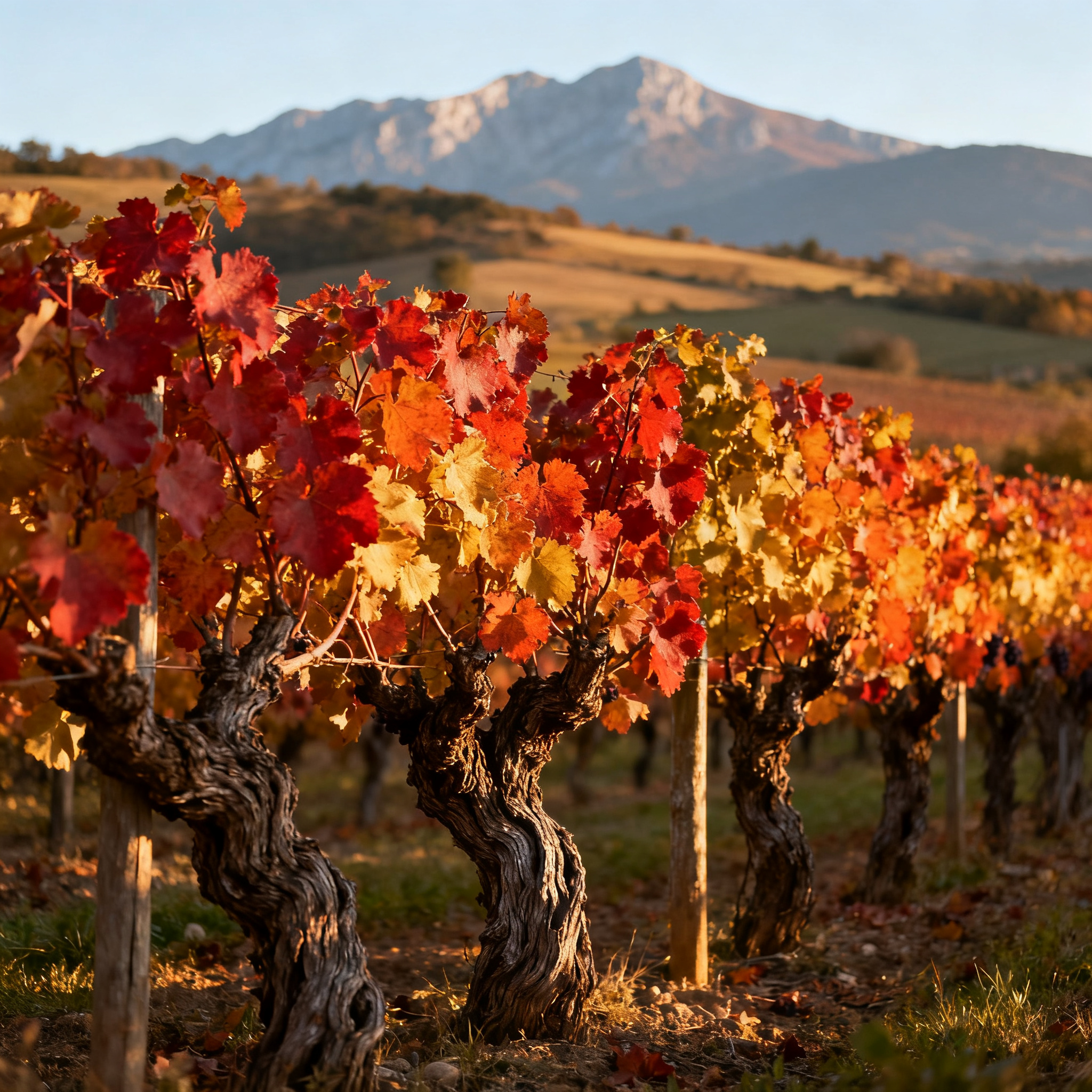 Vignoble de Madiran au pied des Pyrénées, région du Tannat