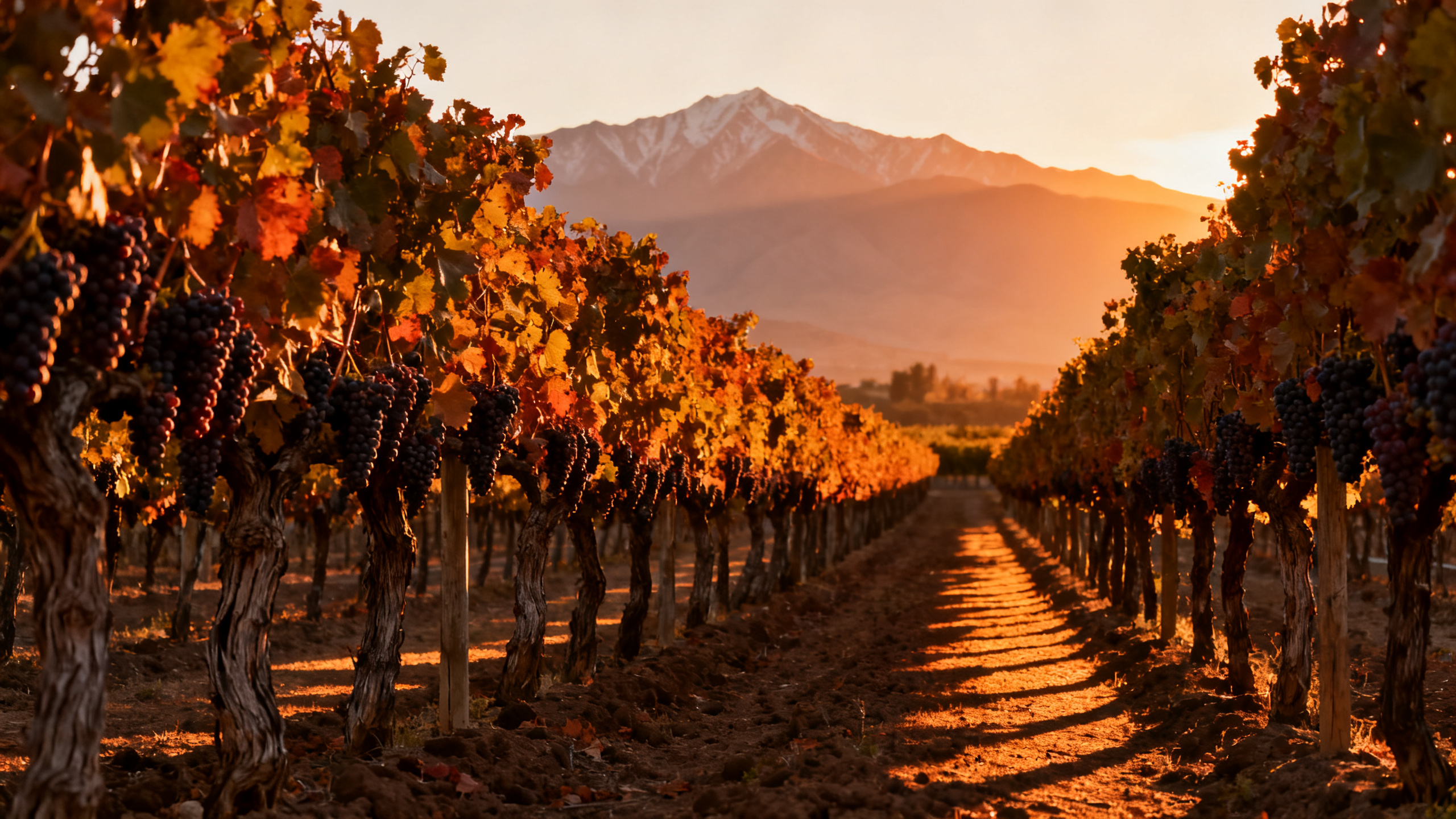 Vignoble dans la vallée de Colchagua au Chili avec les Andes en arrière-plan