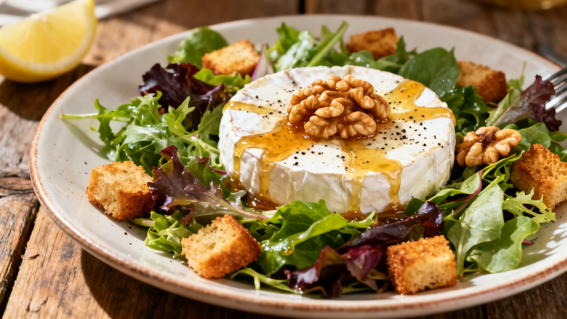 Salade de chèvre chaud avec noix, accord Colombard blanc sec frais