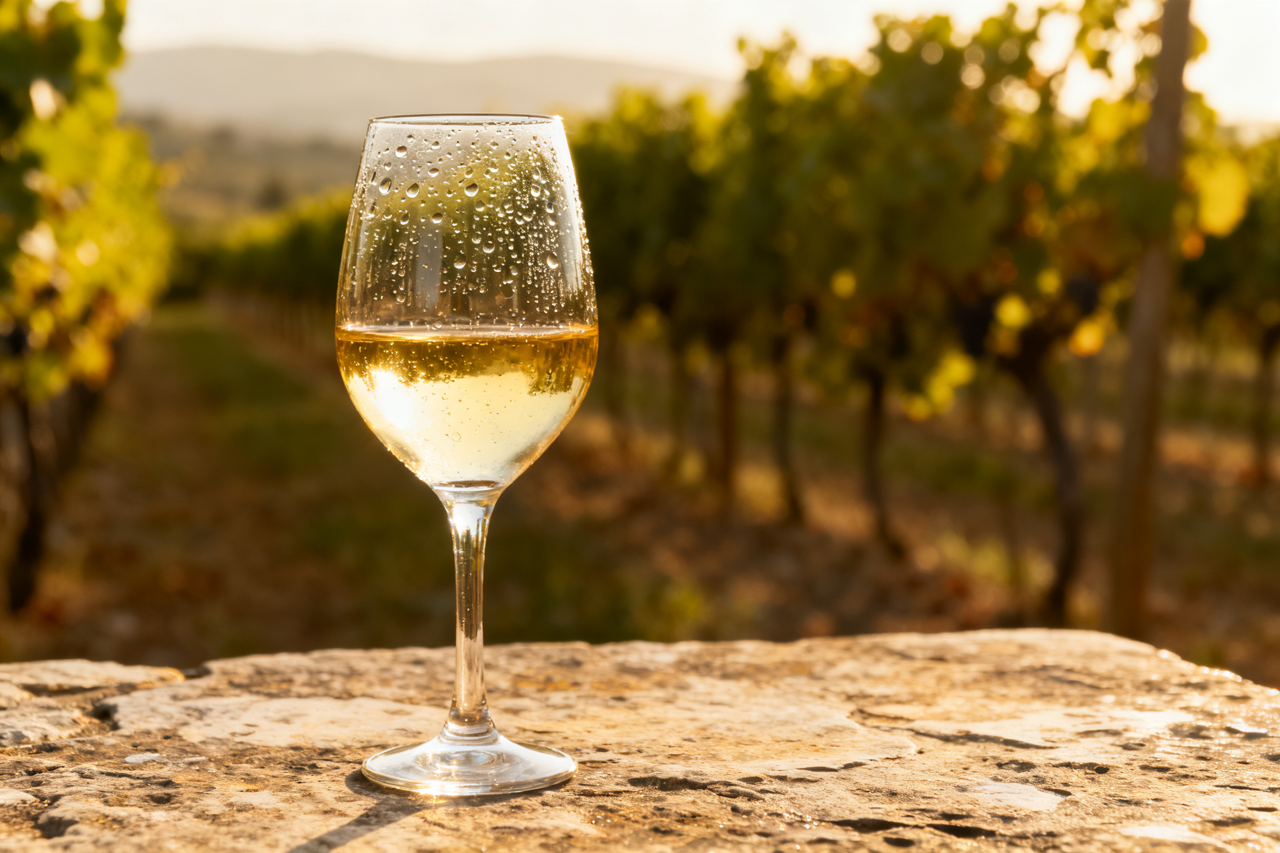 Verre de Fiano di Avellino blanc doré, Campanie Italie