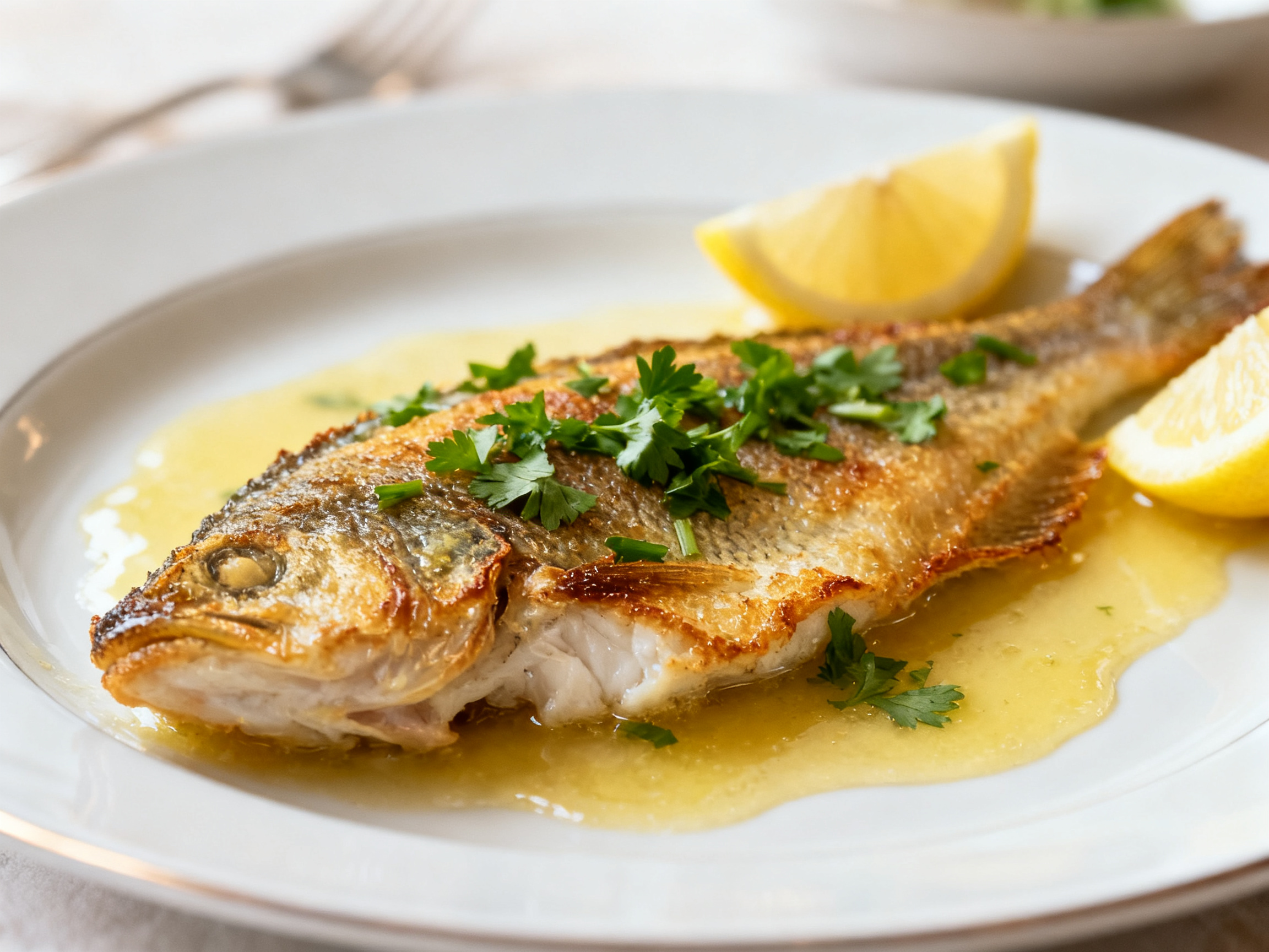 Sole meunière beurre citron — accord Trebbiano Toscano