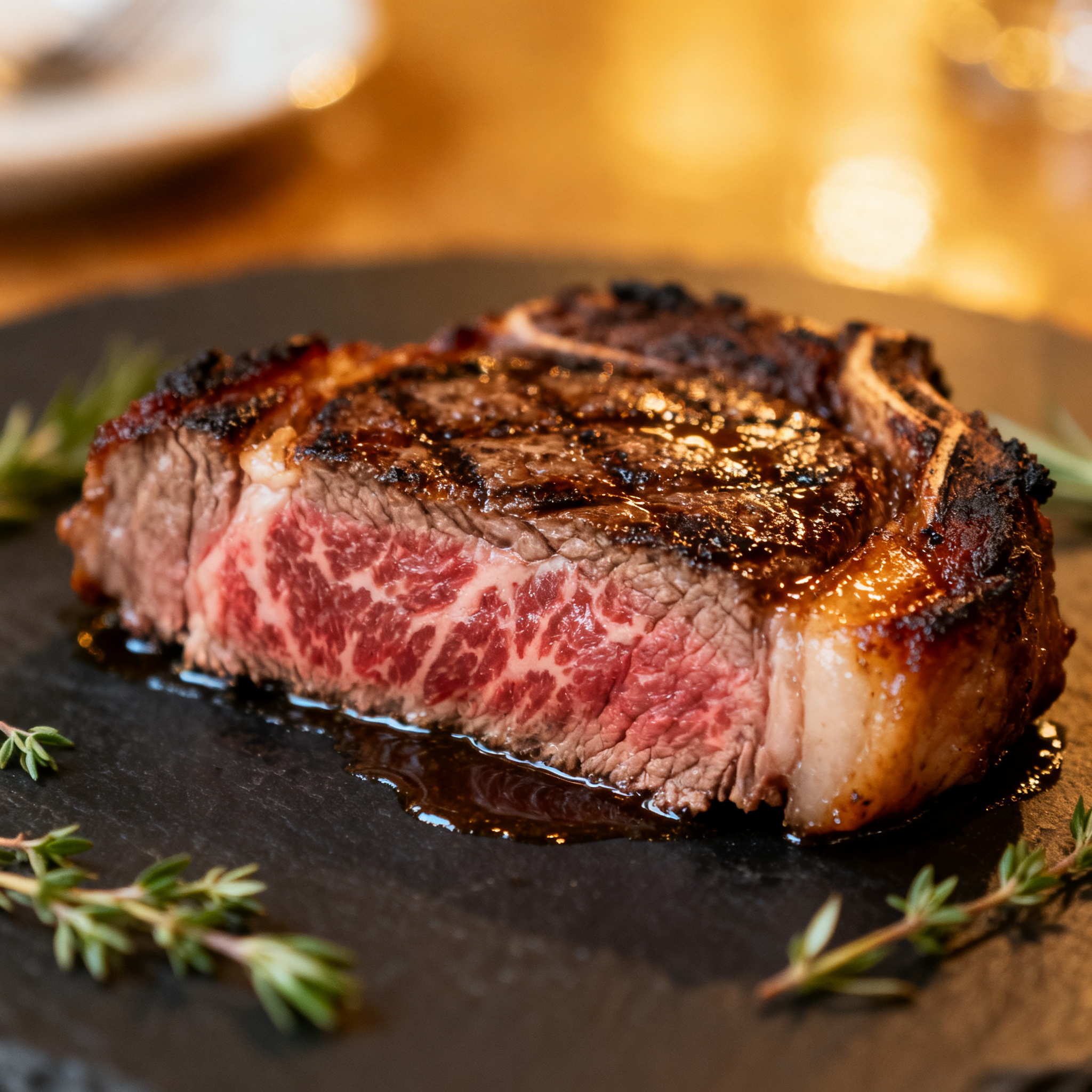 Côte de boeuf grillée medium rare, accord parfait avec Saperavi
