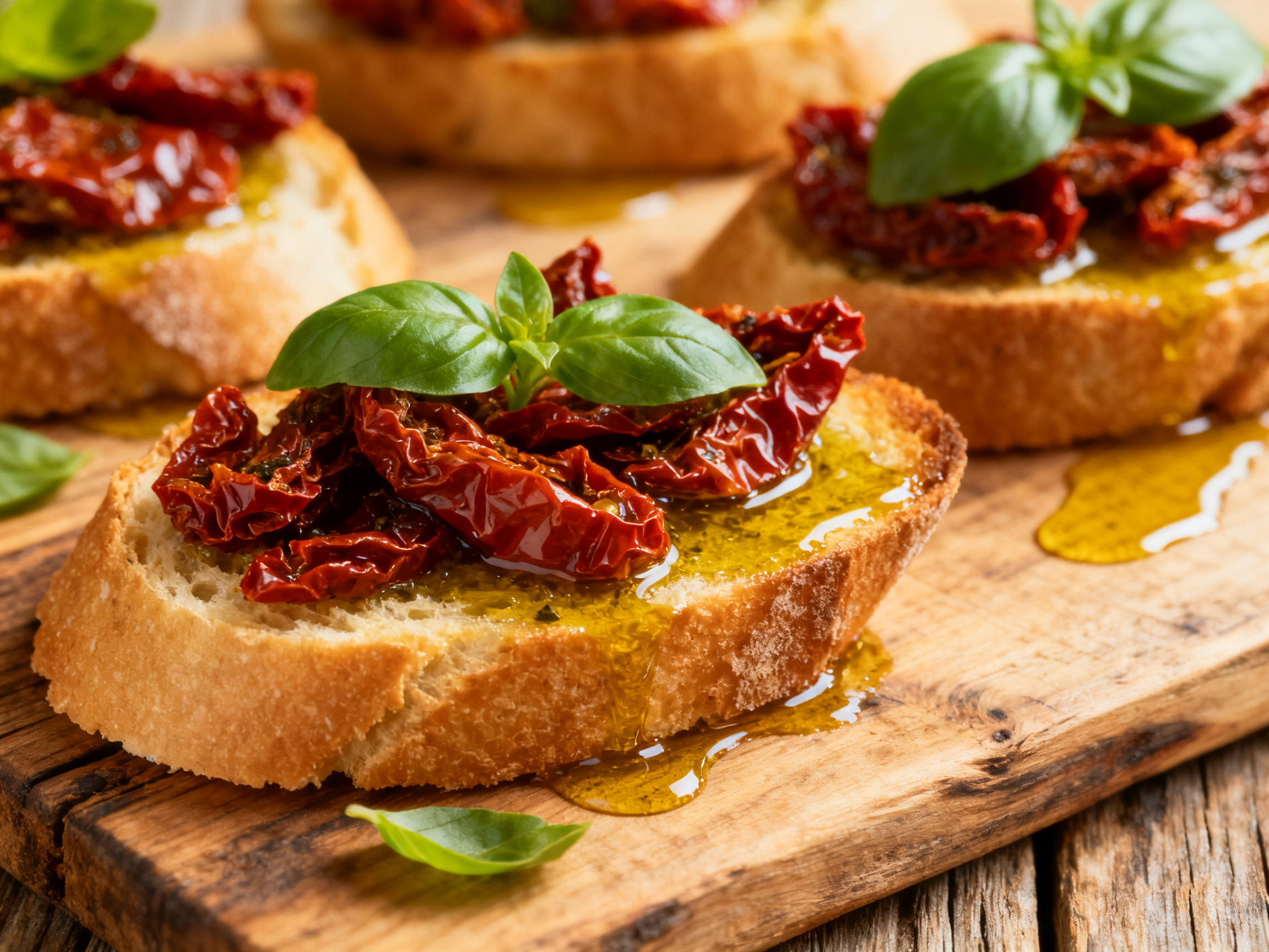 Bruschetta tomates séchées basilic — accord Orvieto Trebbiano