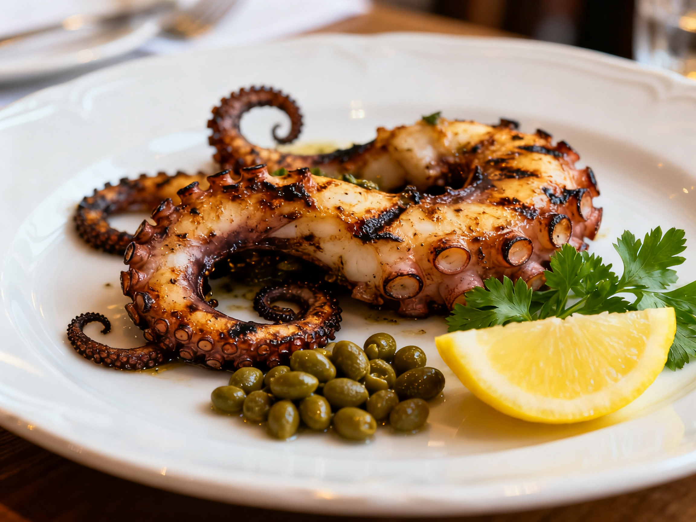 Poulpe grillé à la sicilienne, accord avec vin blanc Grillo