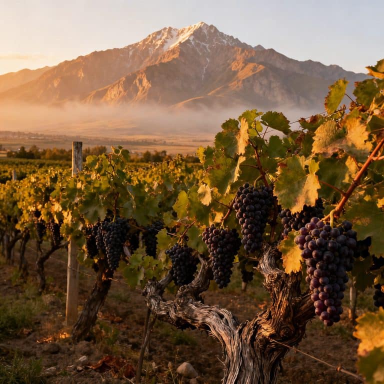 Saperavi — le cépage teinturier roi de Géorgie (Mukuzani, Kindzmarauli, Qvevri) Vignoble kakhétien avec grappes de Saperavi, cépage teinturier de Géorgie