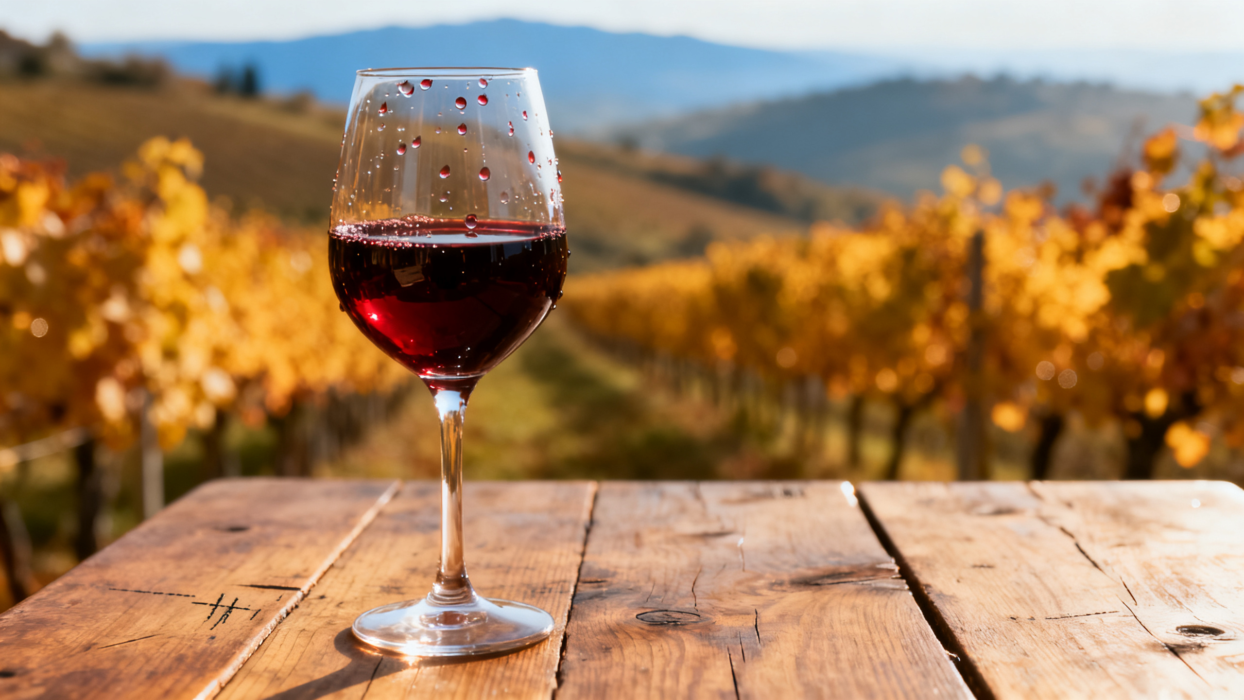 Verre de Barolo avec les vignes des Langhe en fond, Piémont Italie