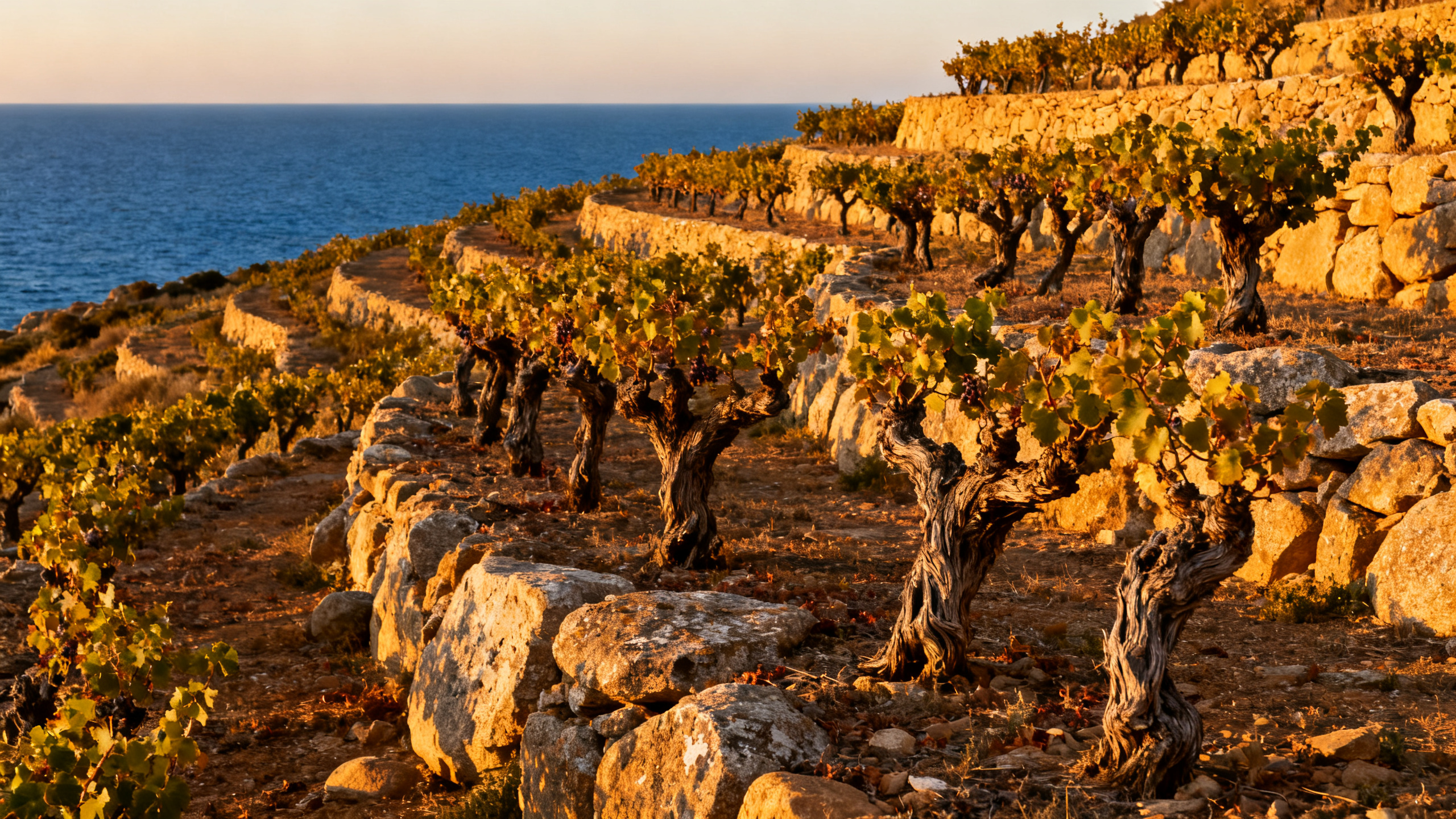 Vignobles de Sardaigne en bord de Méditerranée