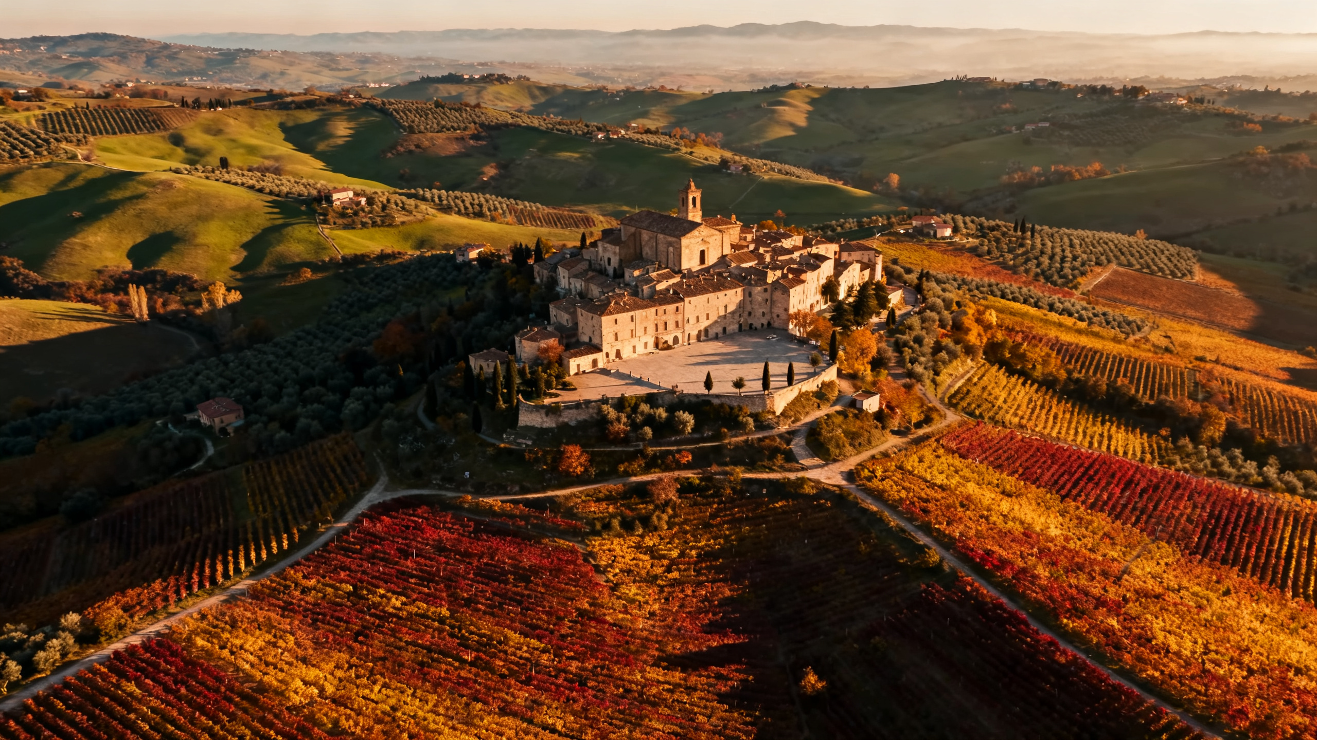 Vignobles de Montefalco en Ombrie — Sagrantino DOCG à l automne, collines ombriertes