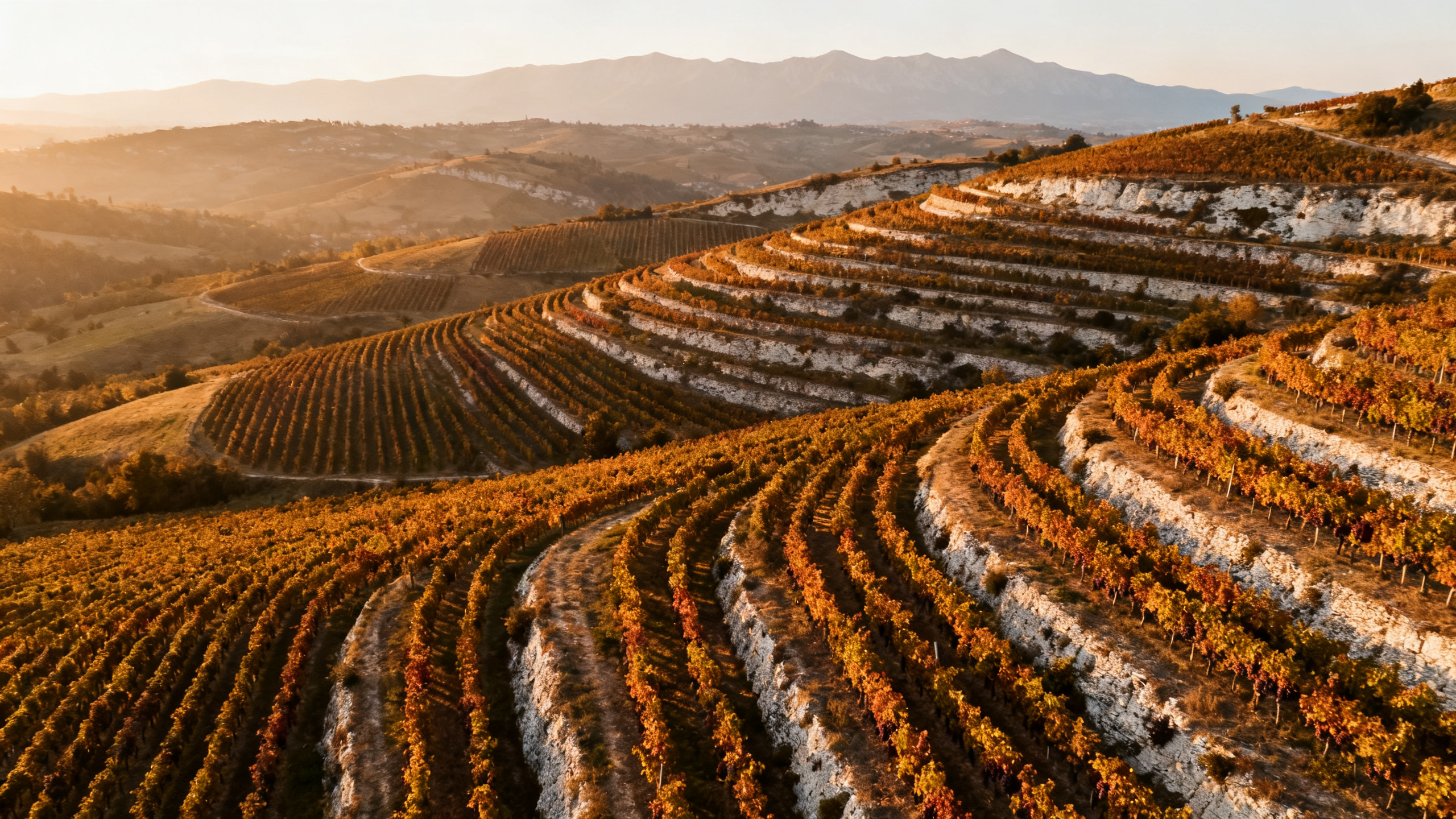 Vignoble Pecorino sur les collines calcaires d Offida DOCG dans les Marches en Italie
